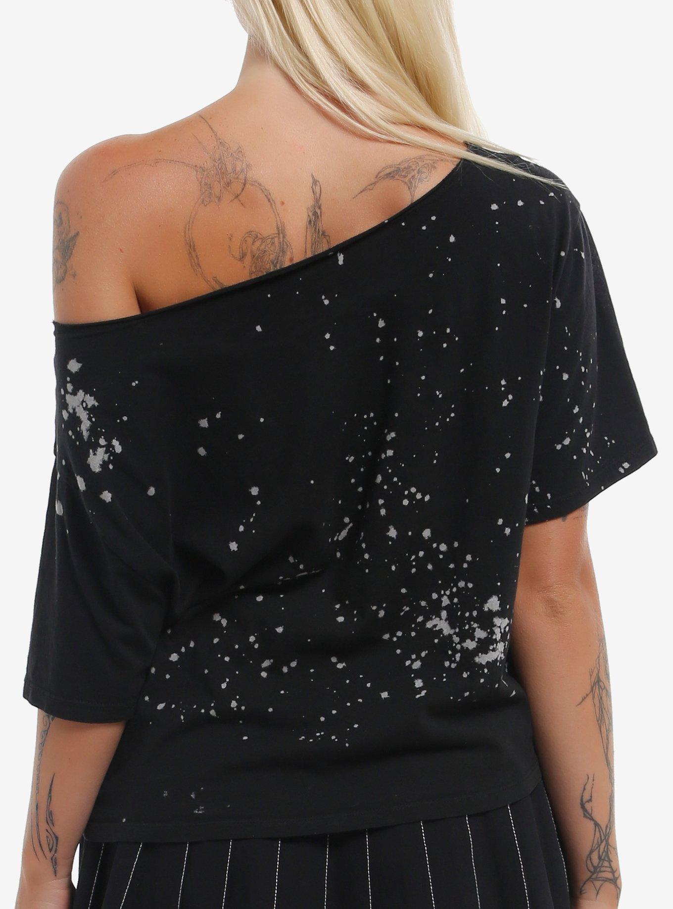 Stranger Things Logo Splatter Girls Off-Shoulder T-Shirt, , hi-res