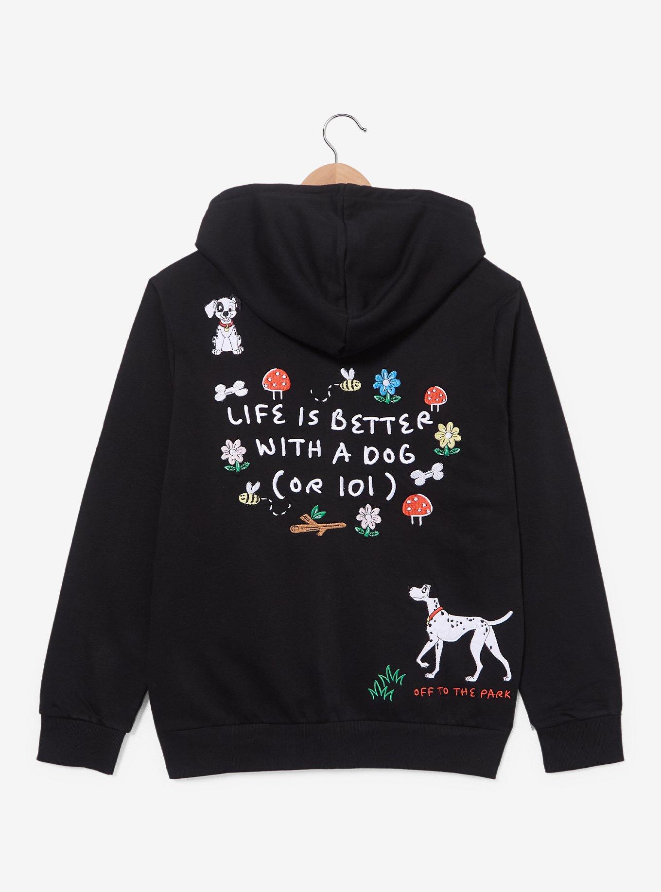 Disney 101 Dalmatians Puppies Embroidered Allover Print Zippered Hoodie - BoxLunch Exclusive, , hi-res