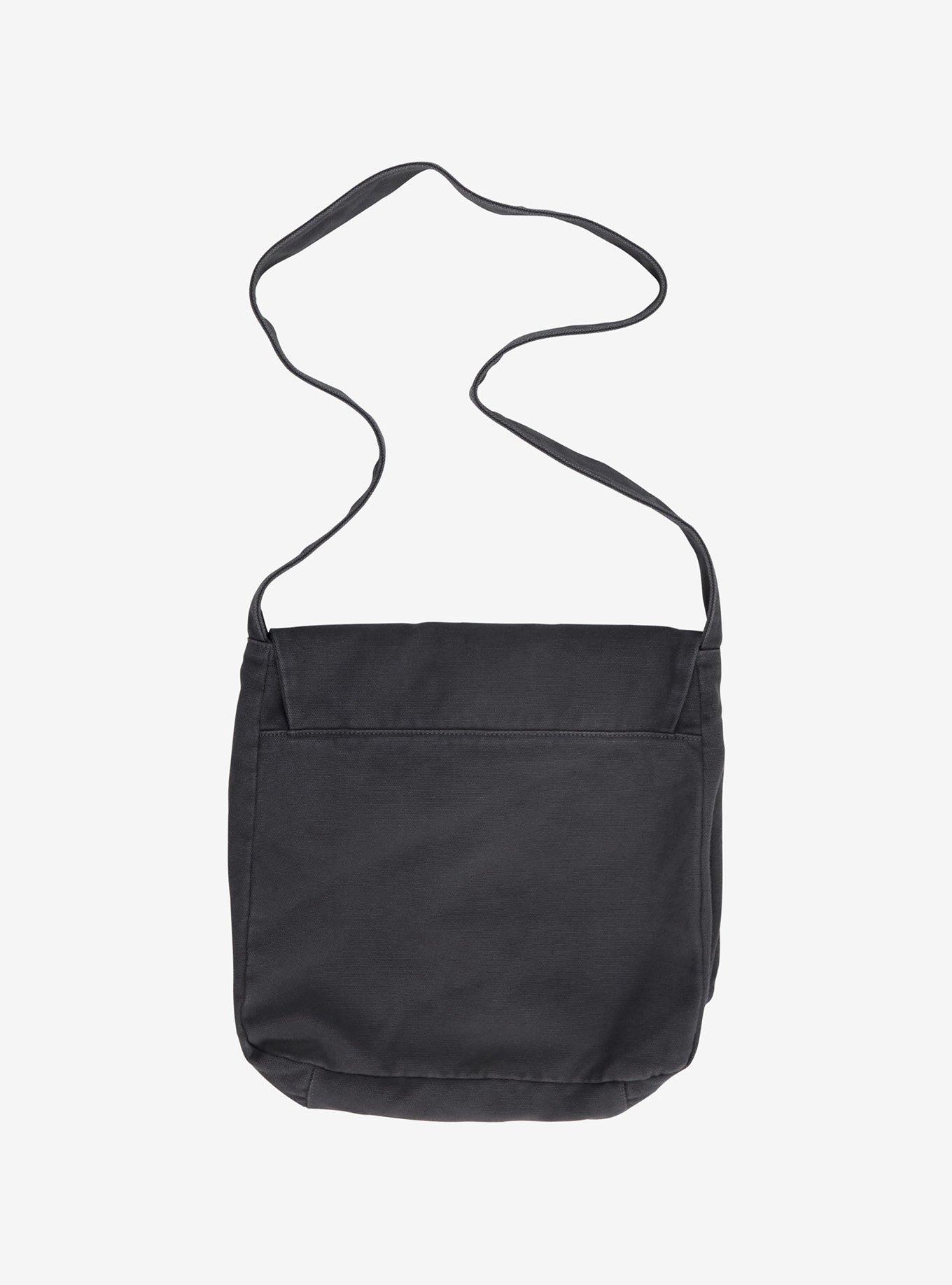 Black Cross Studded Messenger Bag, , hi-res