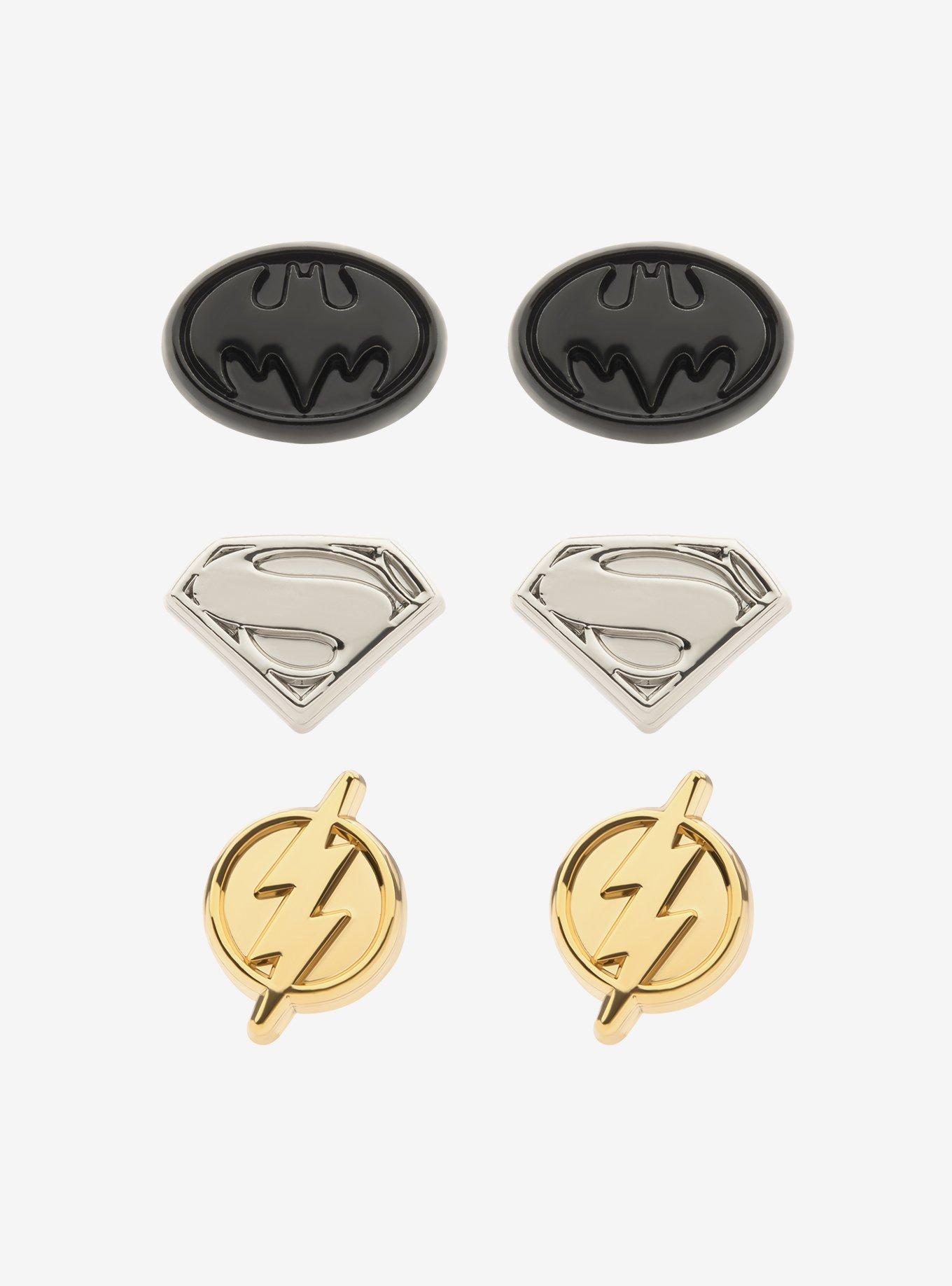DC Comics Superhero Symbols Stud Earring Set, , hi-res