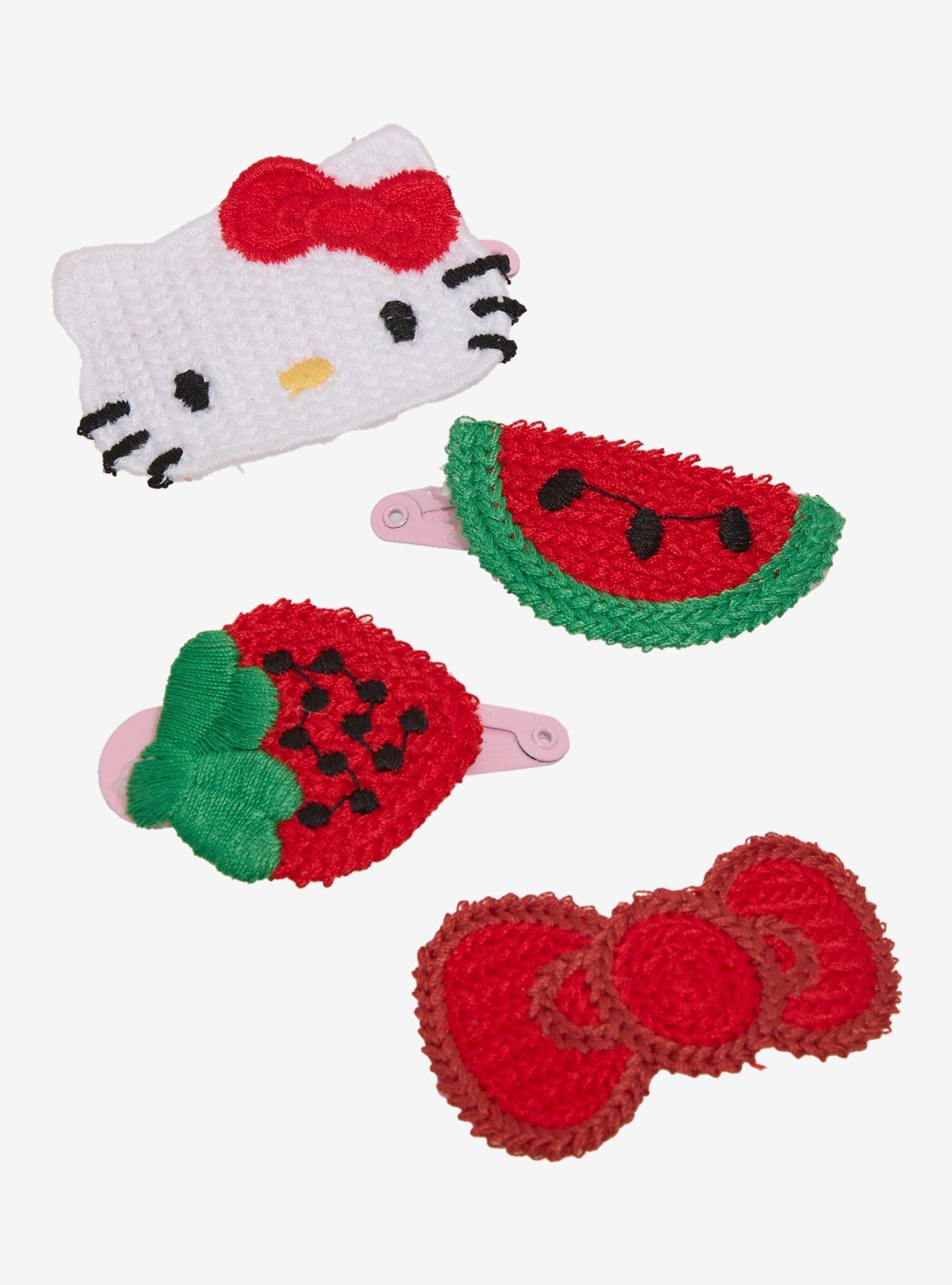 Hello Kitty Knit Fruit Hair Clip Set, , hi-res