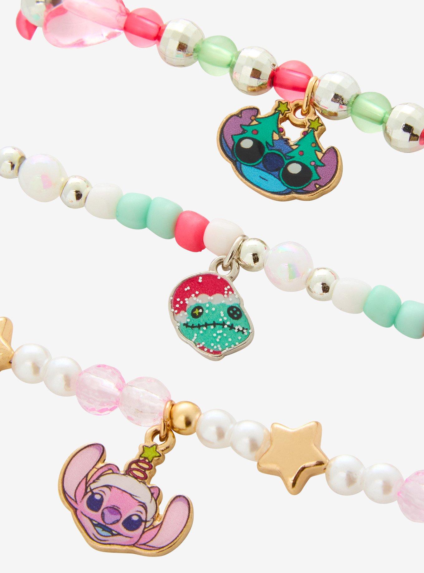 Disney Stitch & Angel Holiday Bead Bracelet Set, , alternate