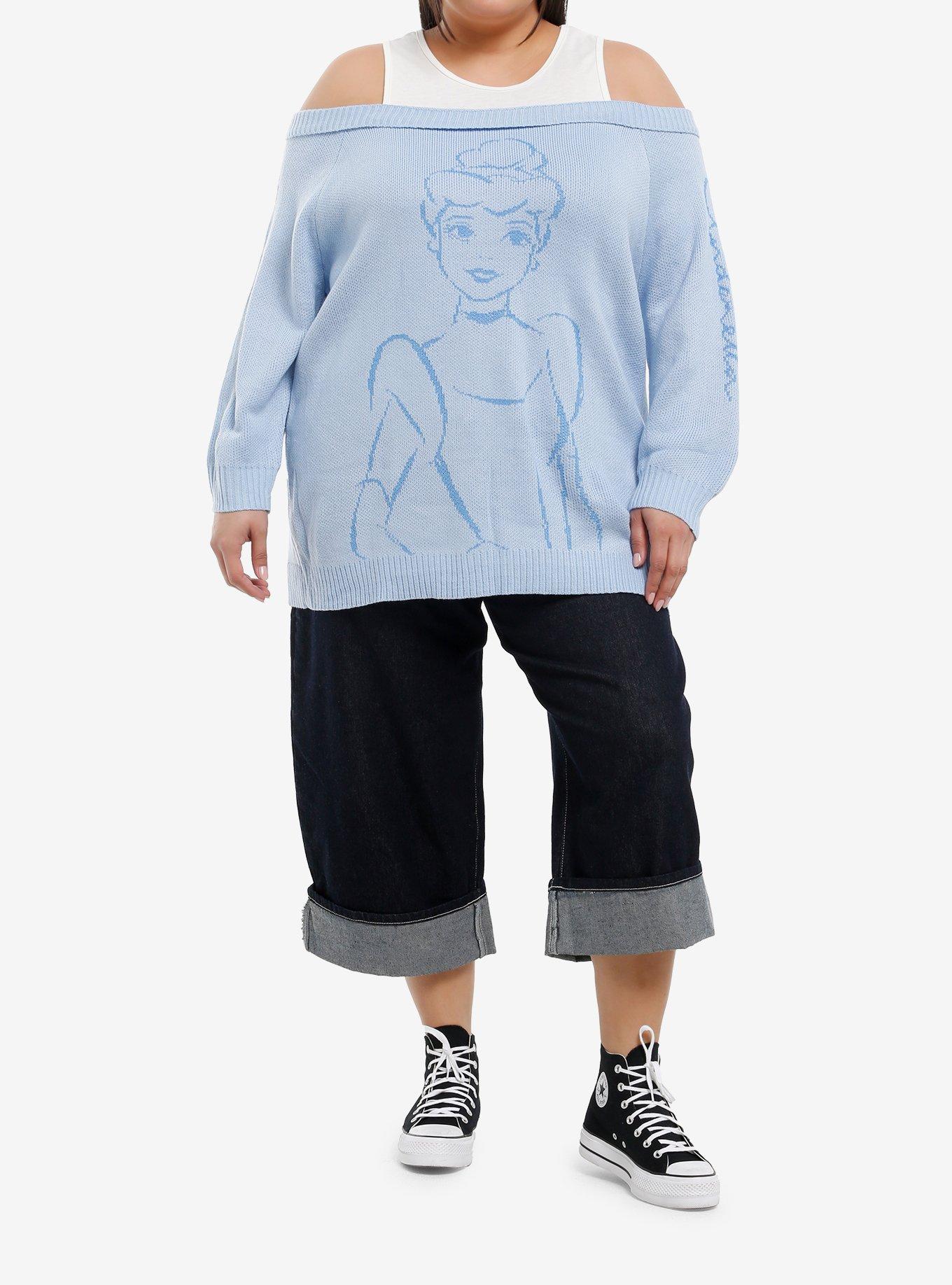 Disney Cinderella Girls Cold-Shoulder Sweater Plus Size, , hi-res