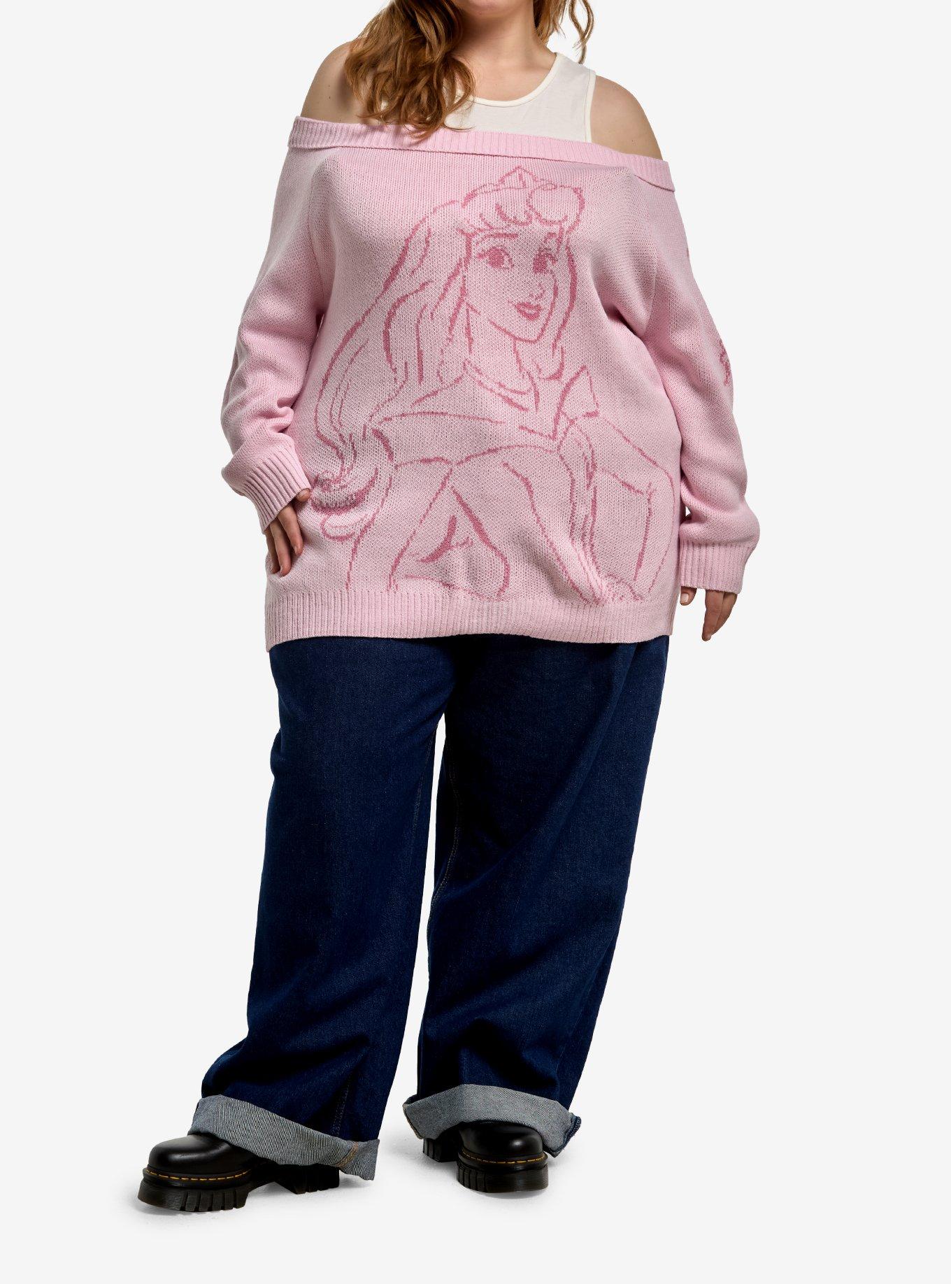 Disney Sleeping Beauty Aurora Girls Cold-Shoulder Sweater Plus Size, , hi-res