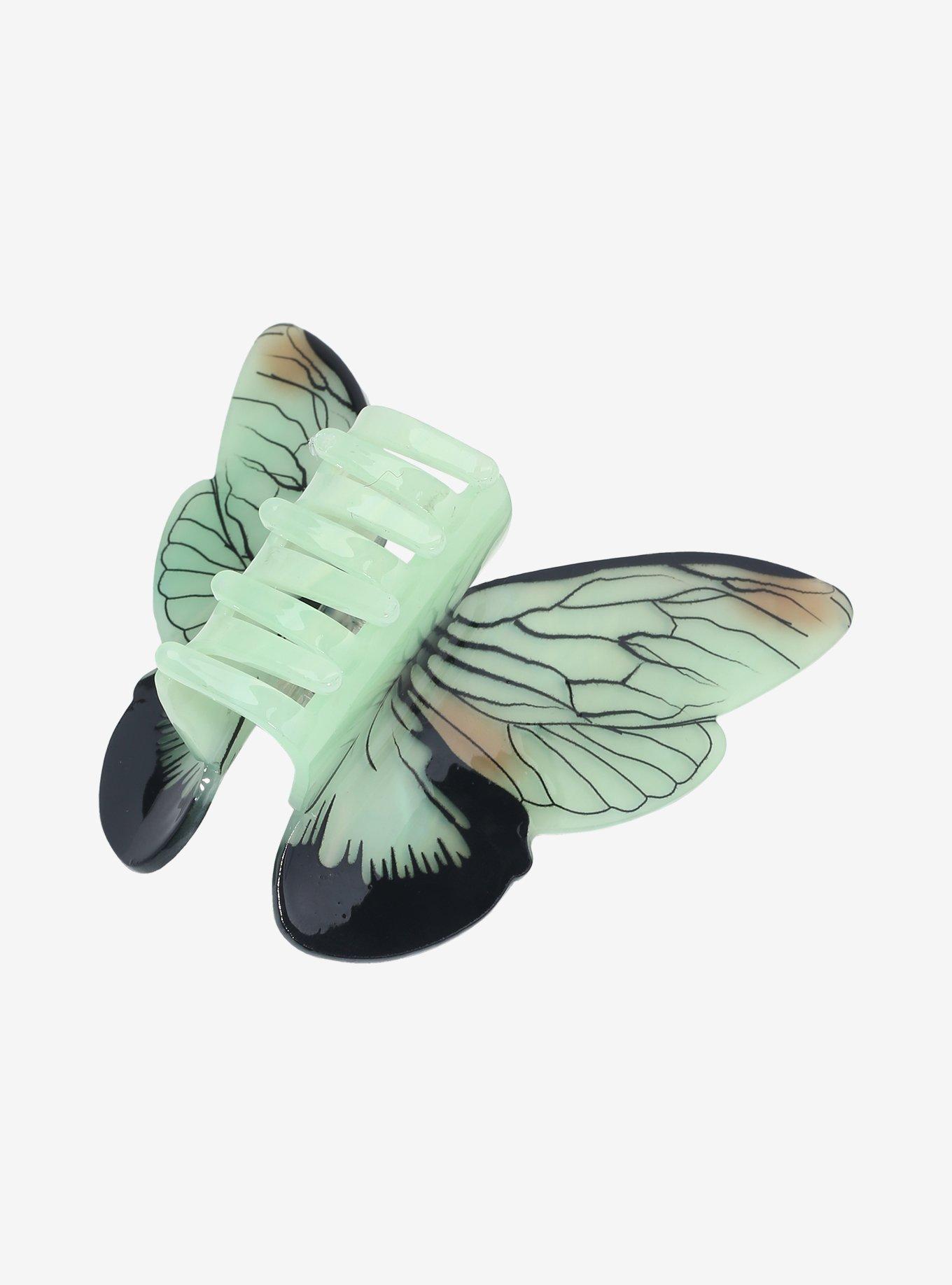 Thorn & Fable Green Monarch Butterfly Claw Hair Clip, , alternate