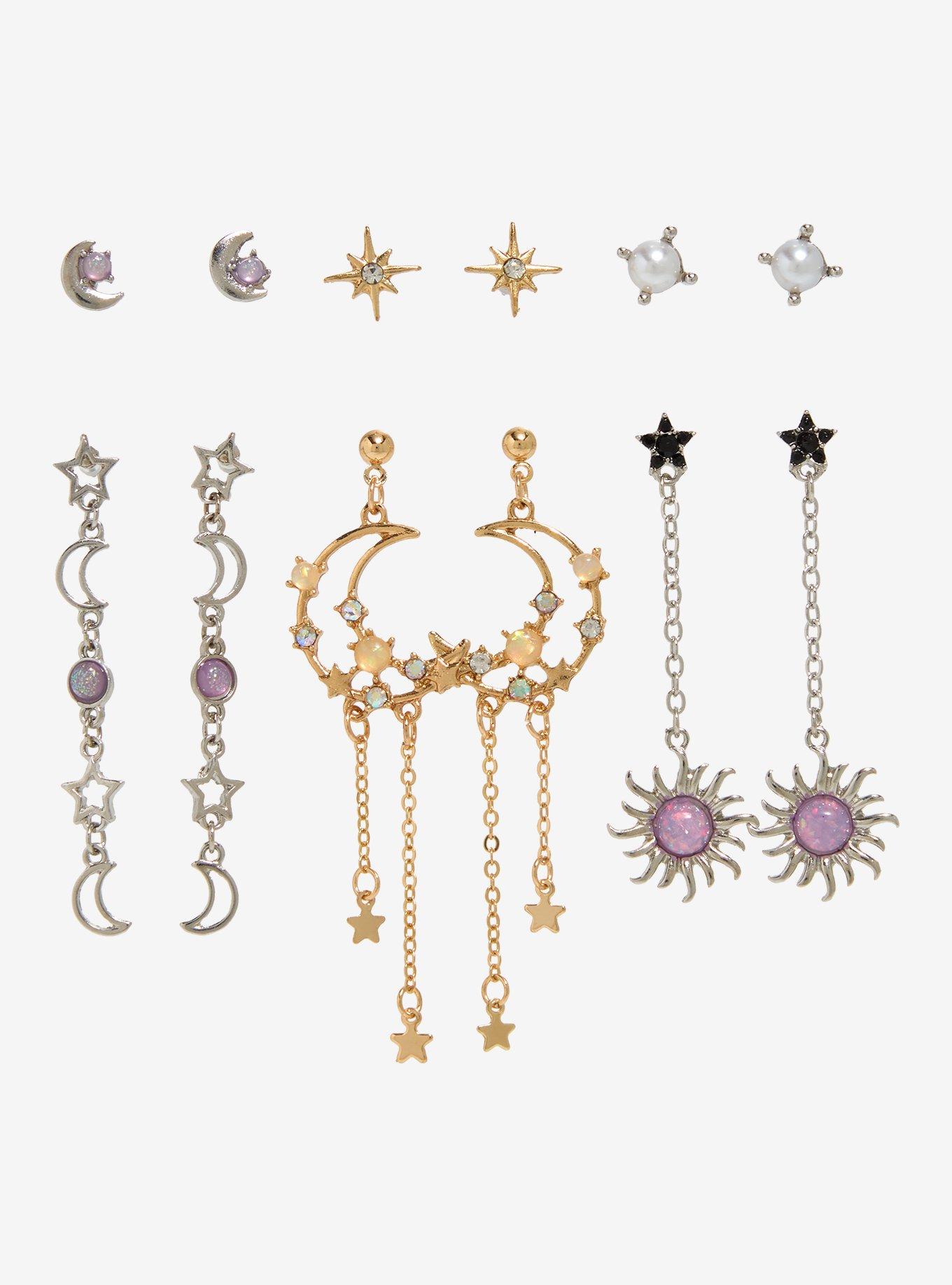 Cosmic Aura Purple Celestial Earring Set, , hi-res