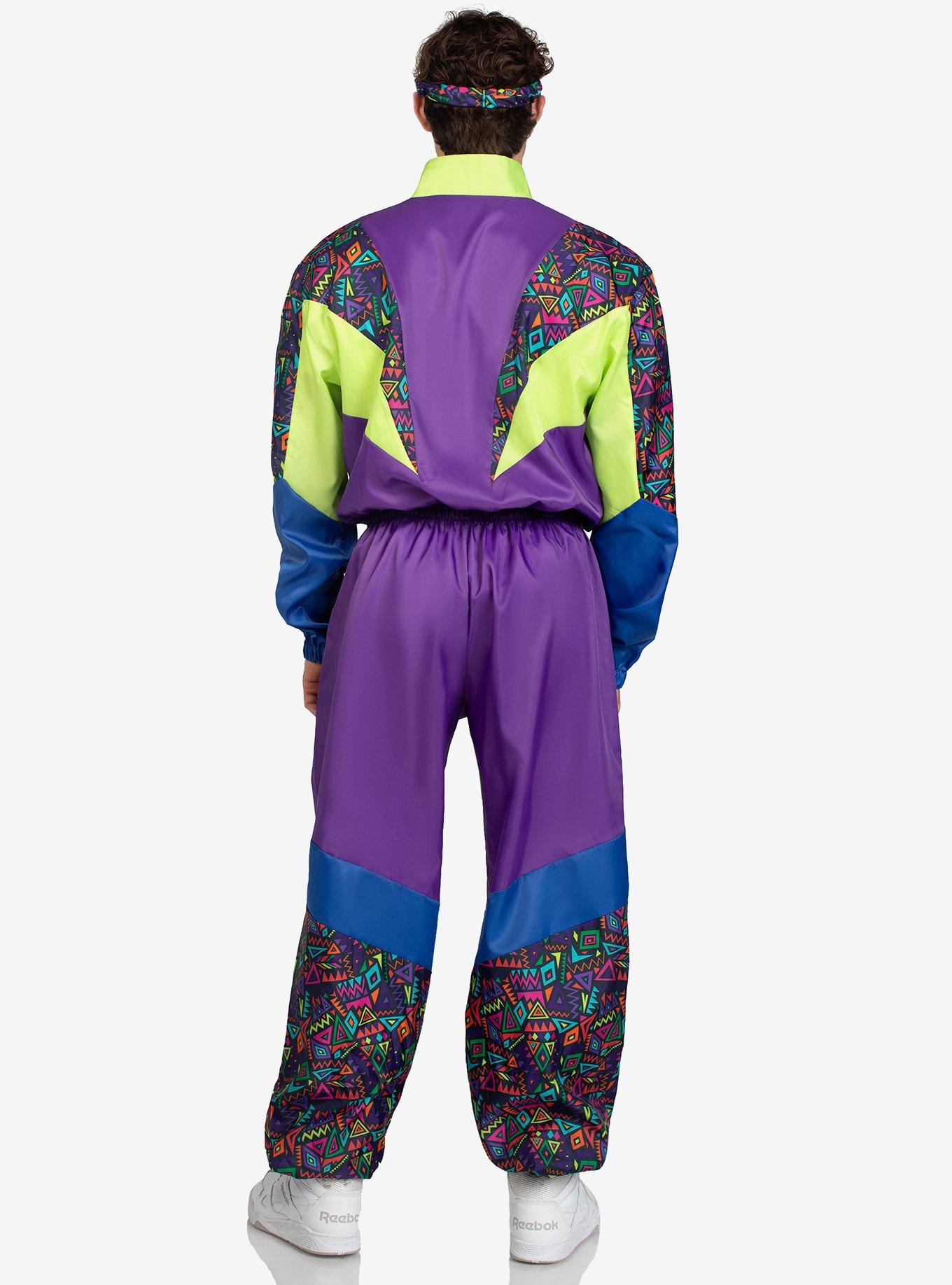 2 PC Retro 80s Tracksuit Costume, MULTI COLOR, alternate