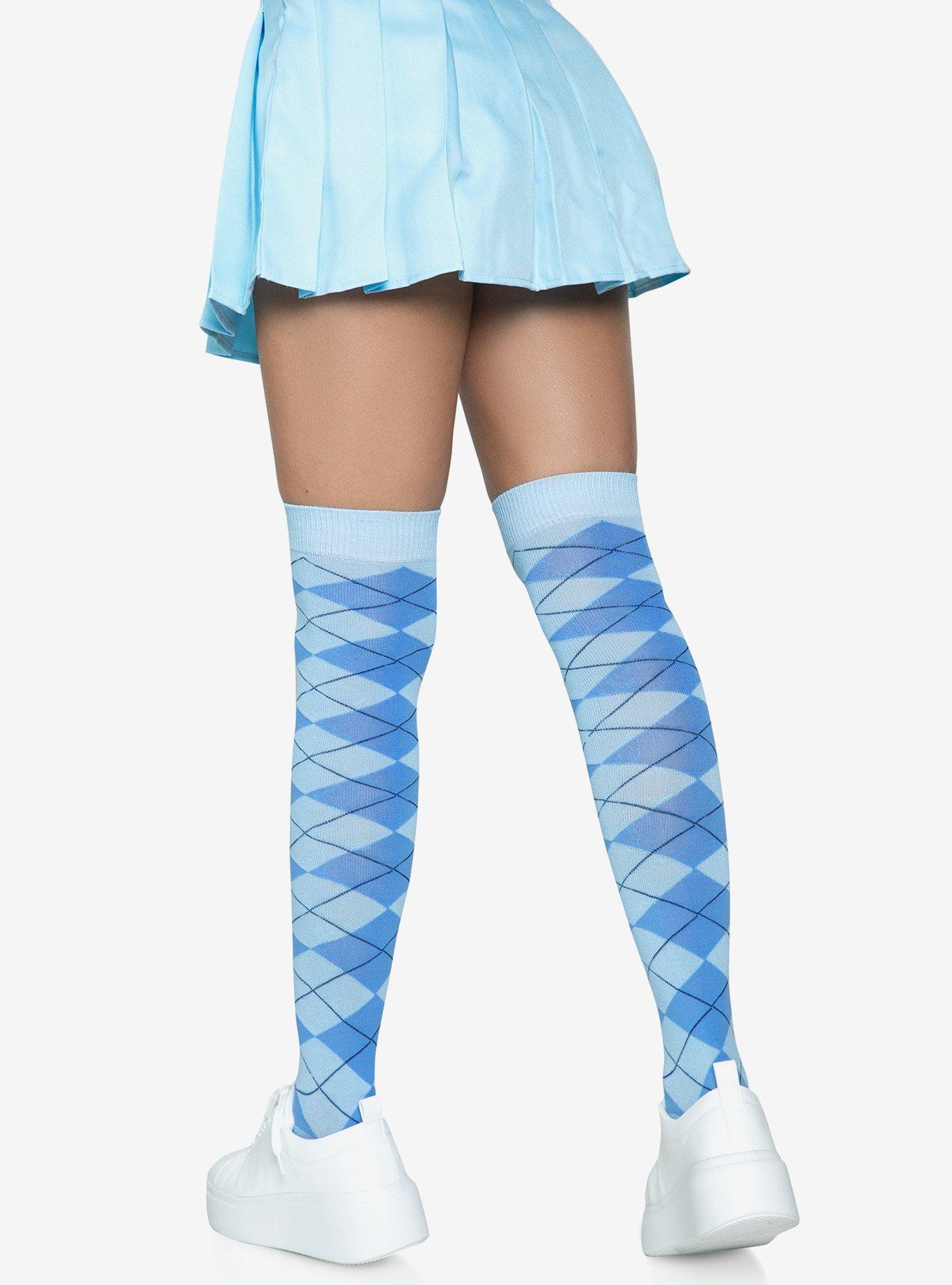 Argyle Knit Over the Knee Socks, , alternate