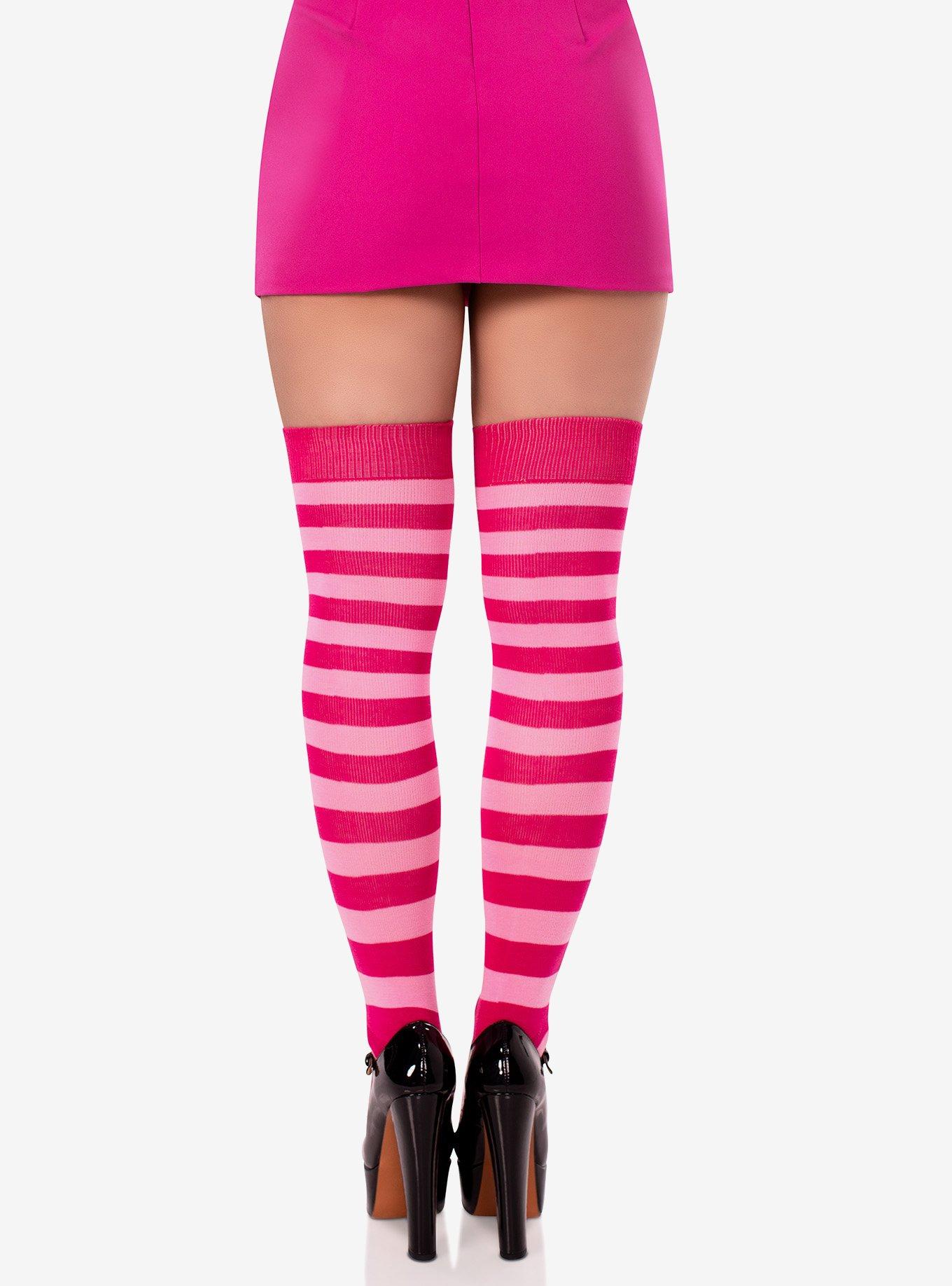 Acrylic Striped Thigh Highs, , hi-res