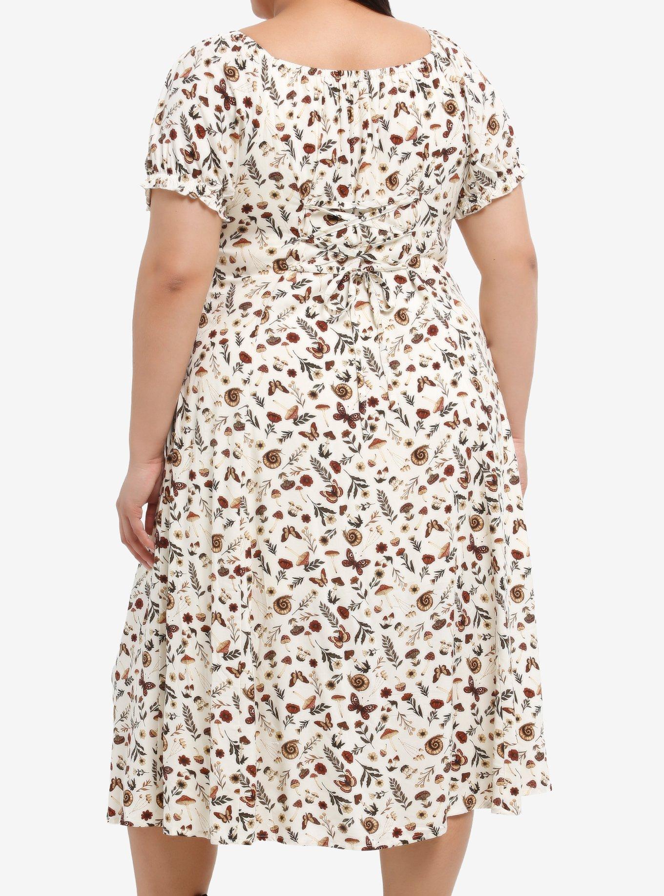 Thorn & Fable Forest Critters & Plants Midi Dress Plus Size, MULTI, alternate