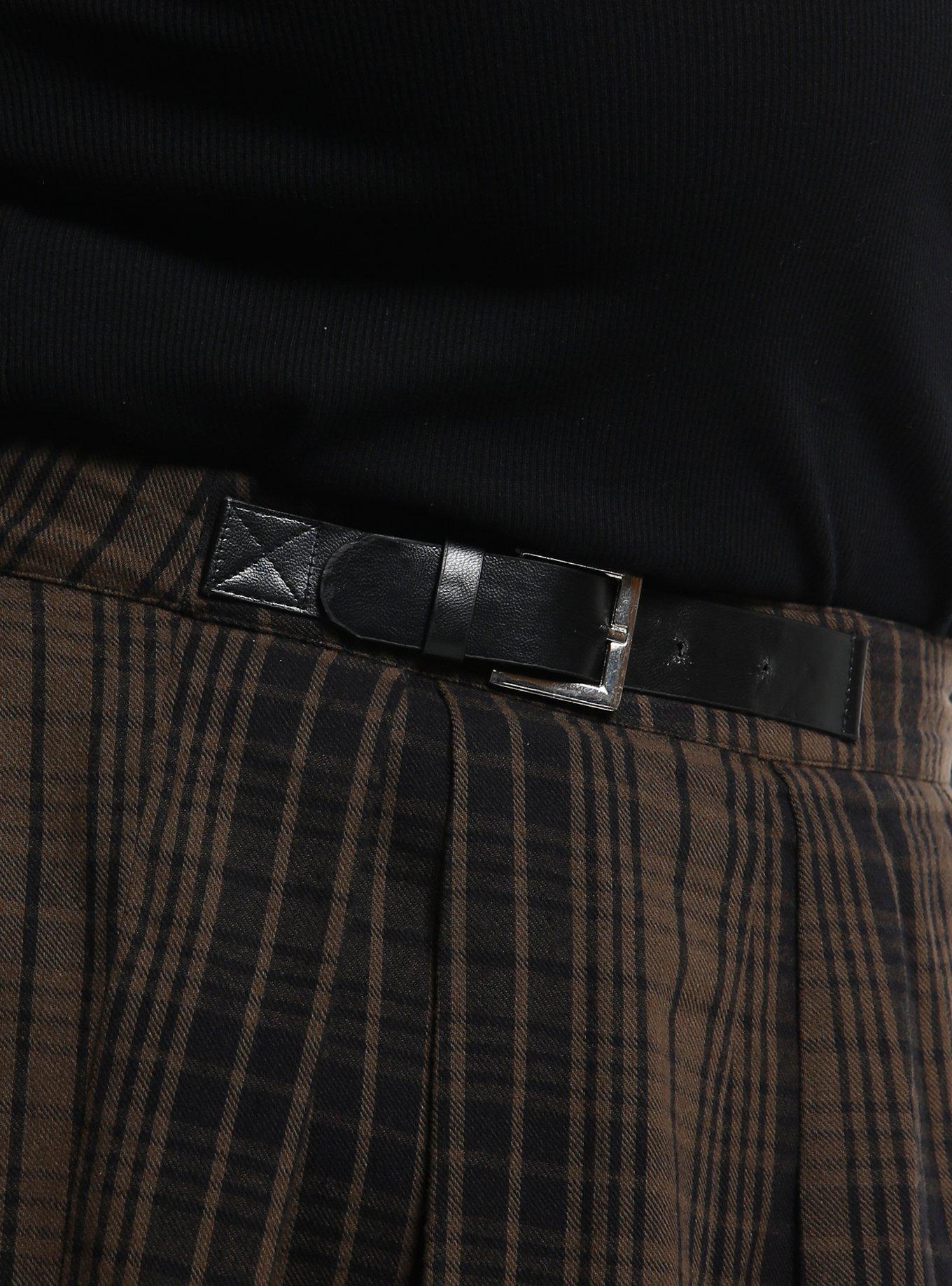 Thorn & Fable Brown & Black Plaid Midi Skirt Plus Size, BROWN, alternate