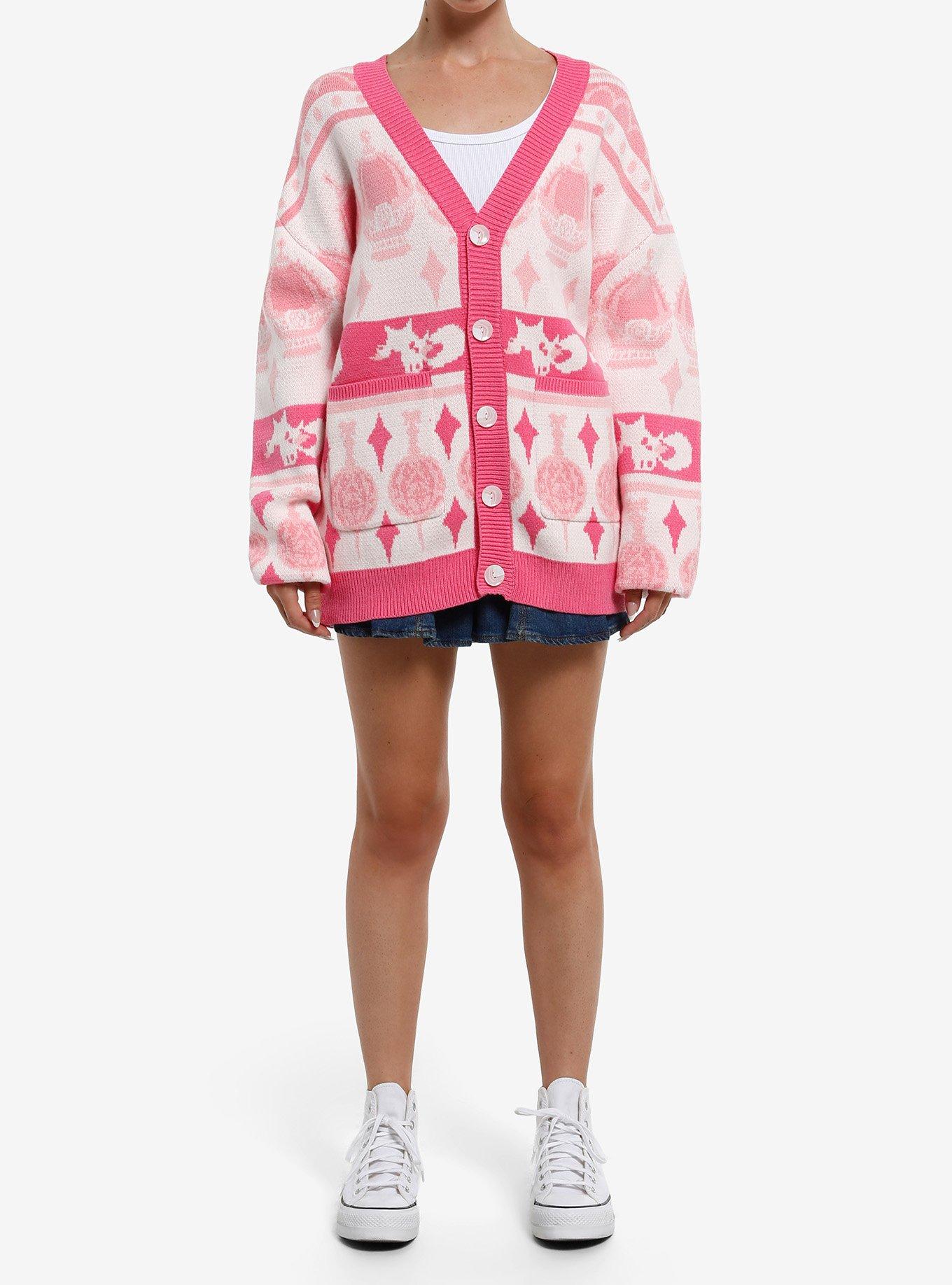 Steady Hands Puella Magi Madoka Magica Pattern Knit Girls Oversized Cardigan, , hi-res