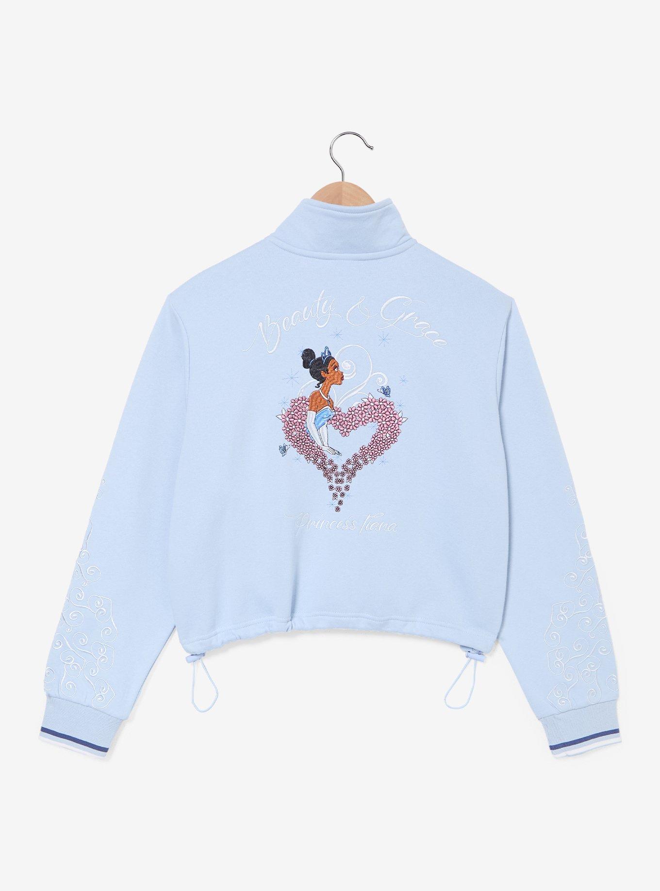 Disney The Princess and The Frog Tiana Floral Women's Cropped Quarter Zip Crewneck - BoxLunch Exclusive, , hi-res