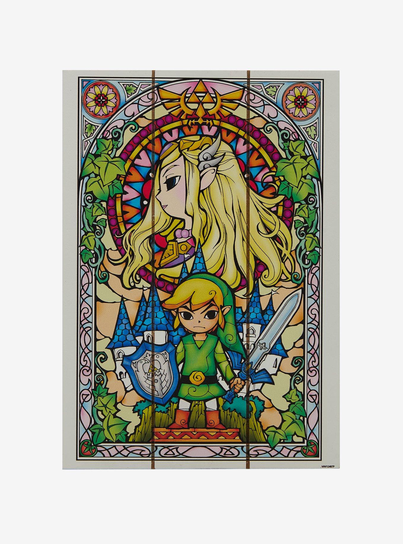 Nintendo The Legend of Zelda Link & Zelda Stained Glass Wood Wall Art, , hi-res