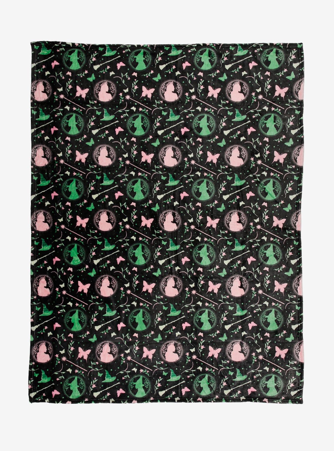 Wicked Glinda & Elphaba Silhouettes Allover Print Fleece Throw, , hi-res