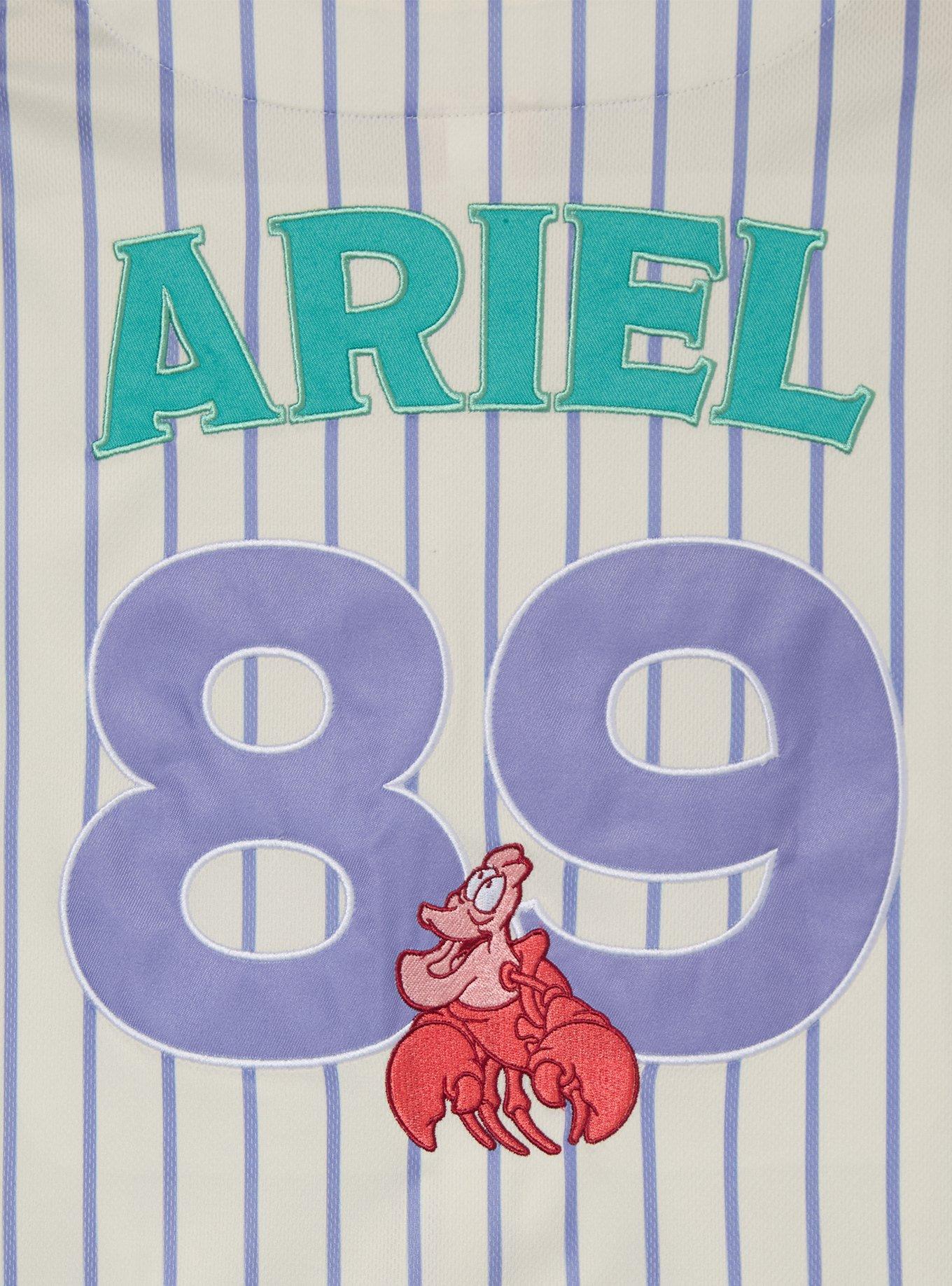 Disney Princess Ariel Women's Cropped Baseball Jersey &mdash; BoxLunch Exclusive, STRIPES, alternate