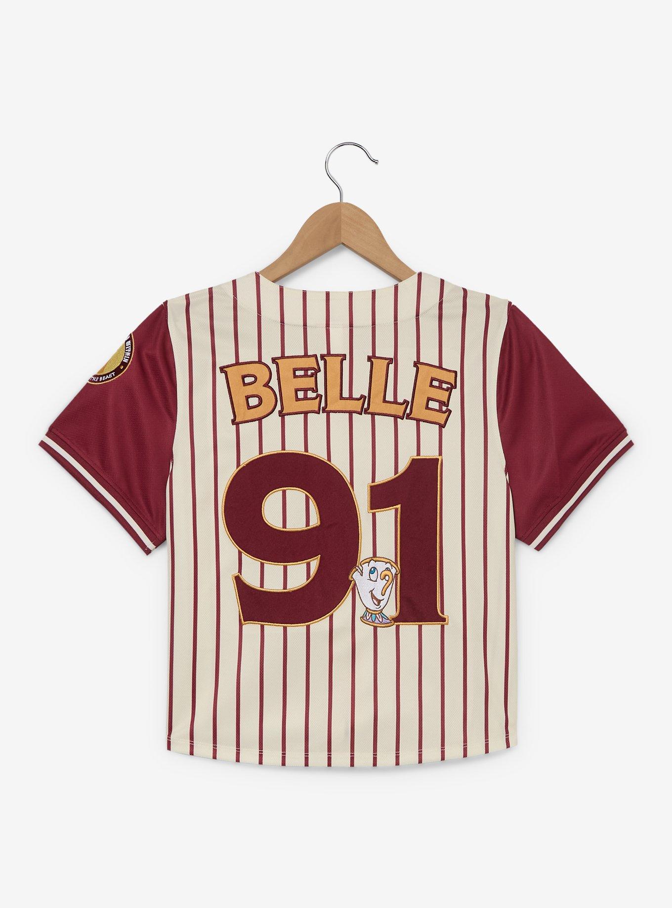 Disney Princess Belle Women's Cropped Baseball Jersey &mdash; BoxLunch Exclusive, , hi-res