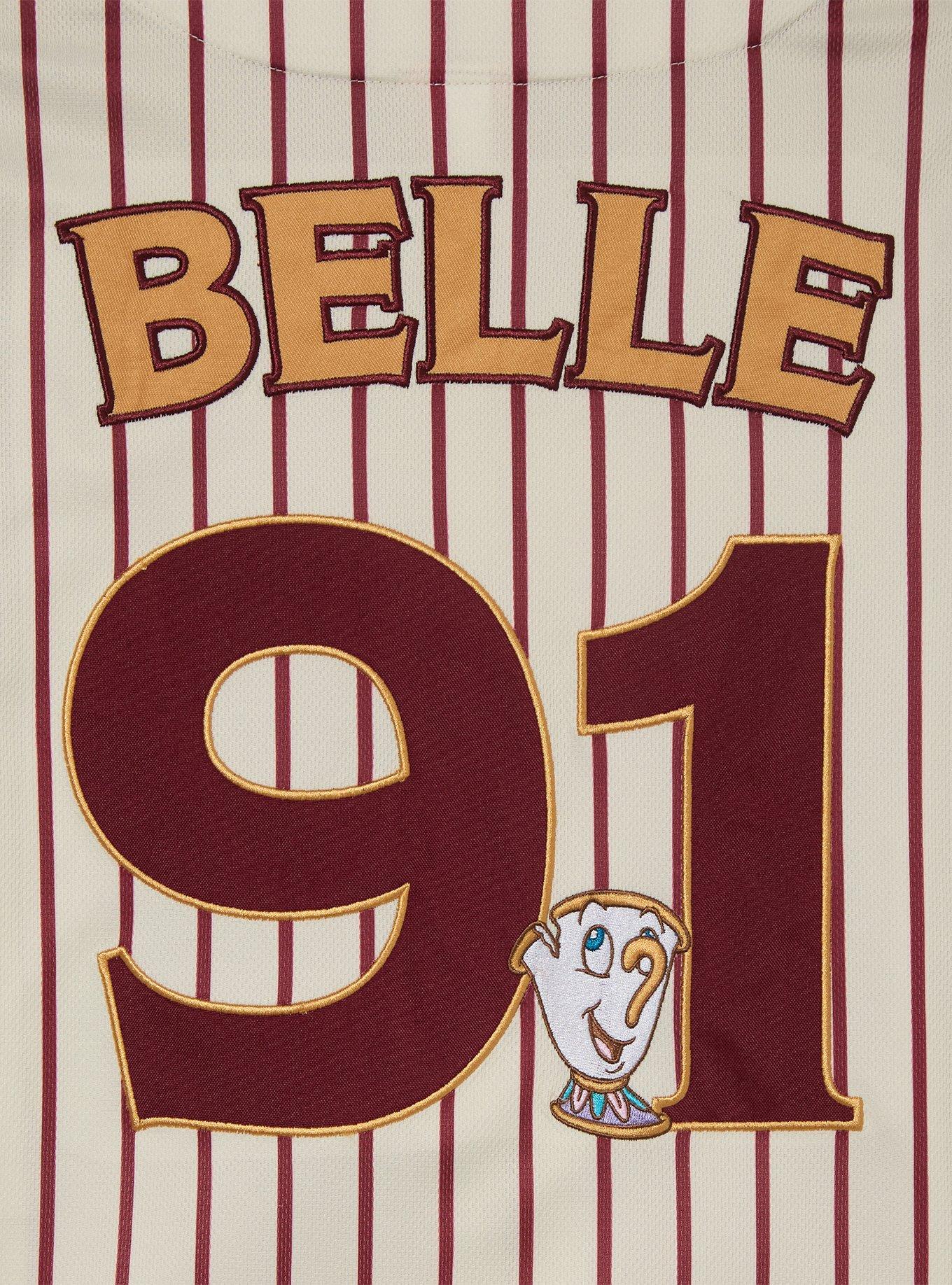 Disney Princess Belle Women's Cropped Baseball Jersey &mdash; BoxLunch Exclusive, STRIPES, alternate