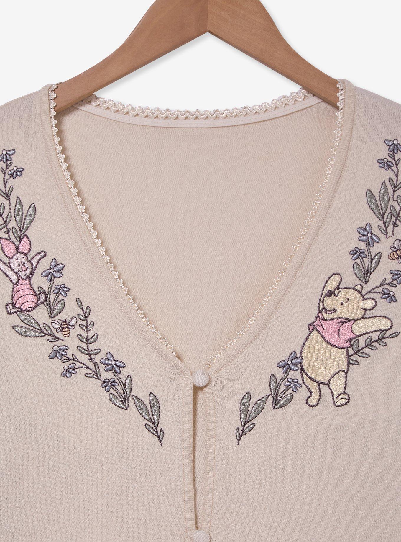 Disney Winnie the Pooh Floral Embroidered Women's Plus Size Cardigan - BoxLunch Exclusive, , hi-res