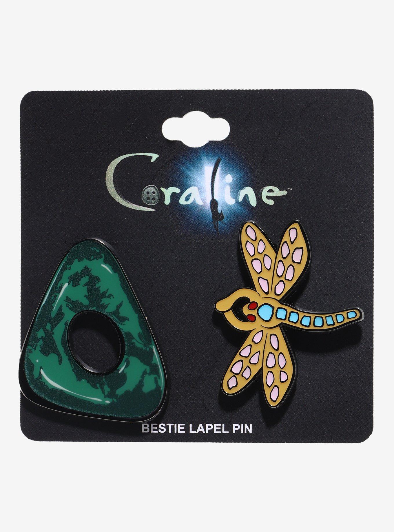 Coraline Seeing Stone & Dragonfly Enamel Pin Set Hot Topic Exclusive, , hi-res