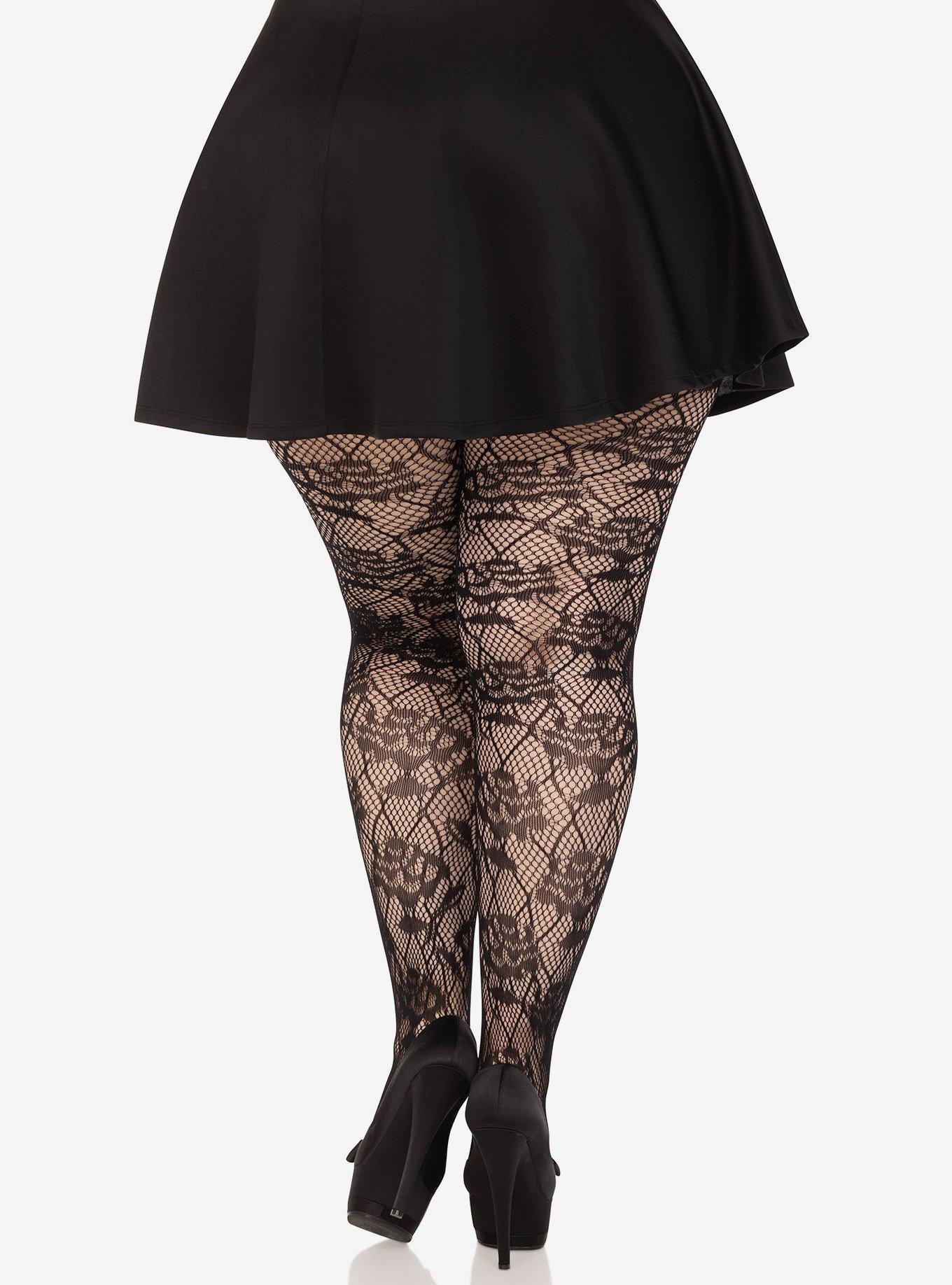 Plus Size Wild Rose Net Tights, , alternate