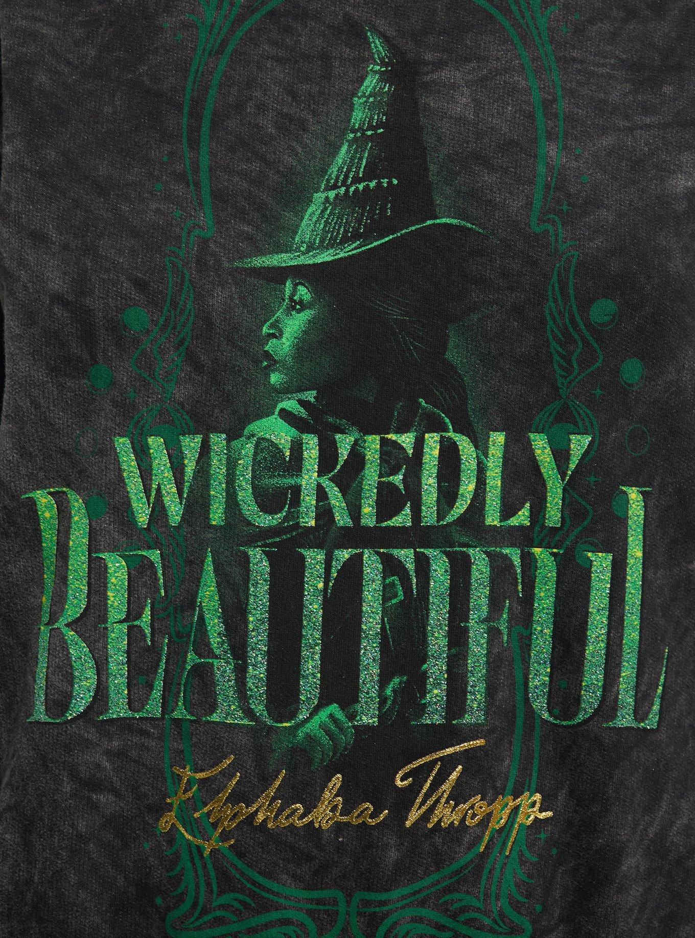 Wicked Elphaba Dark Wash Sweatshirt, BLACK  GREEN, alternate - view 4