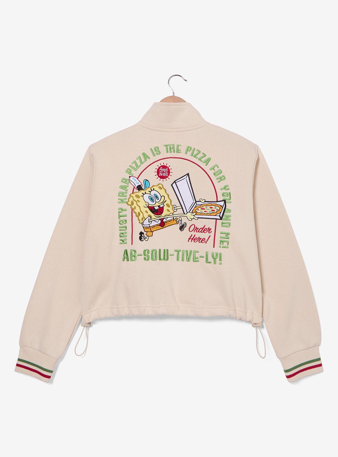 SpongeBob SquarePants Krusty Krab Pizza Logo Women's Plus Size Cropped Quarter Zip Crewneck - BoxLunch Exclusive, , hi-res