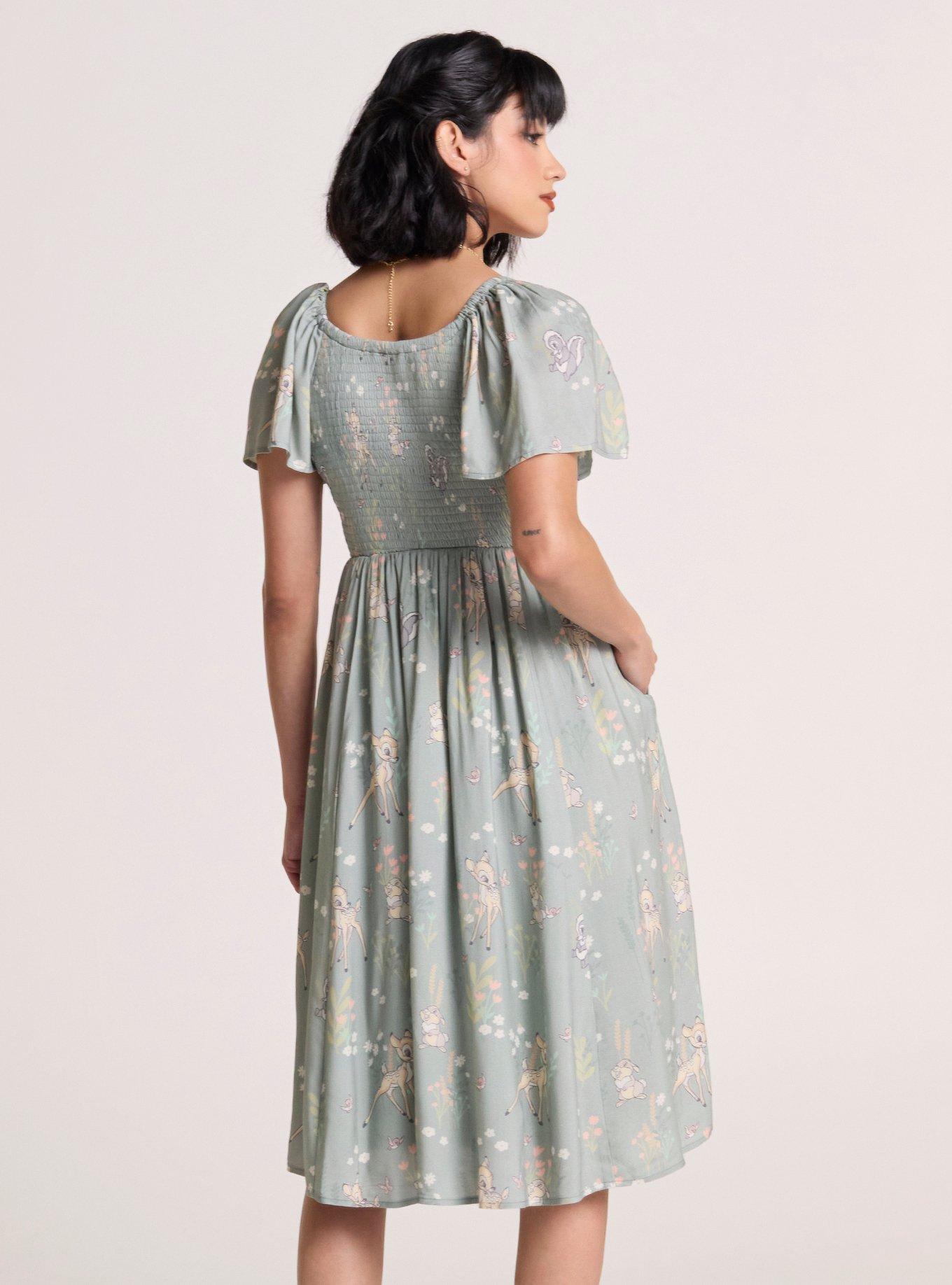 Her Universe Disney Bambi Friends Flutter Sleeve Dress Her Universe Exclusive, MULTI, alternate