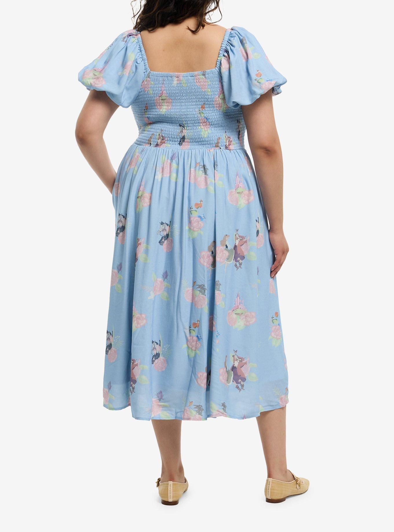 Her Universe Disney Sleeping Beauty Floral Puff Sleeve Dress Plus Size Her Universe Exclusive, , hi-res