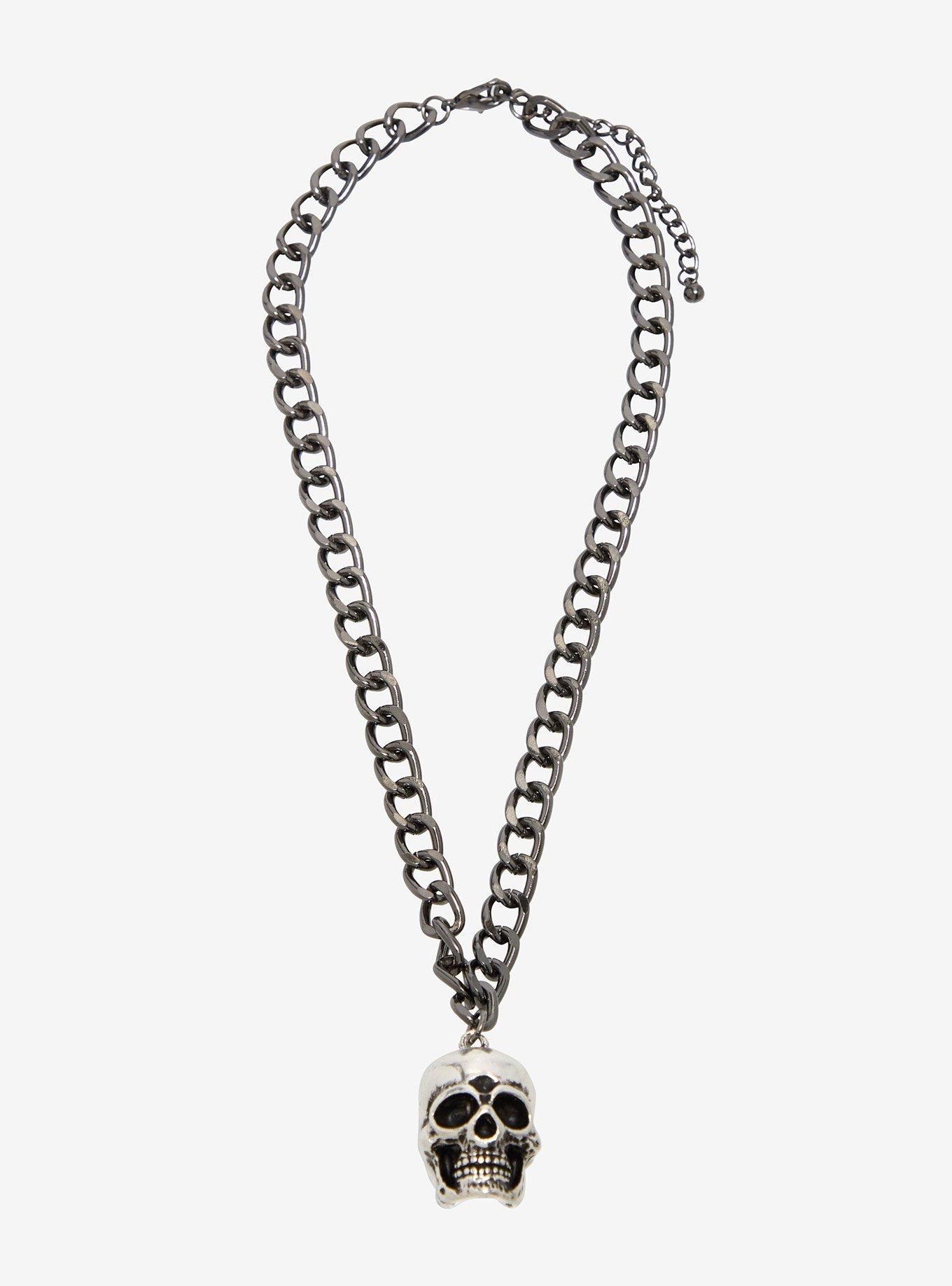 3D Skull Chunky Chain Necklace, , hi-res