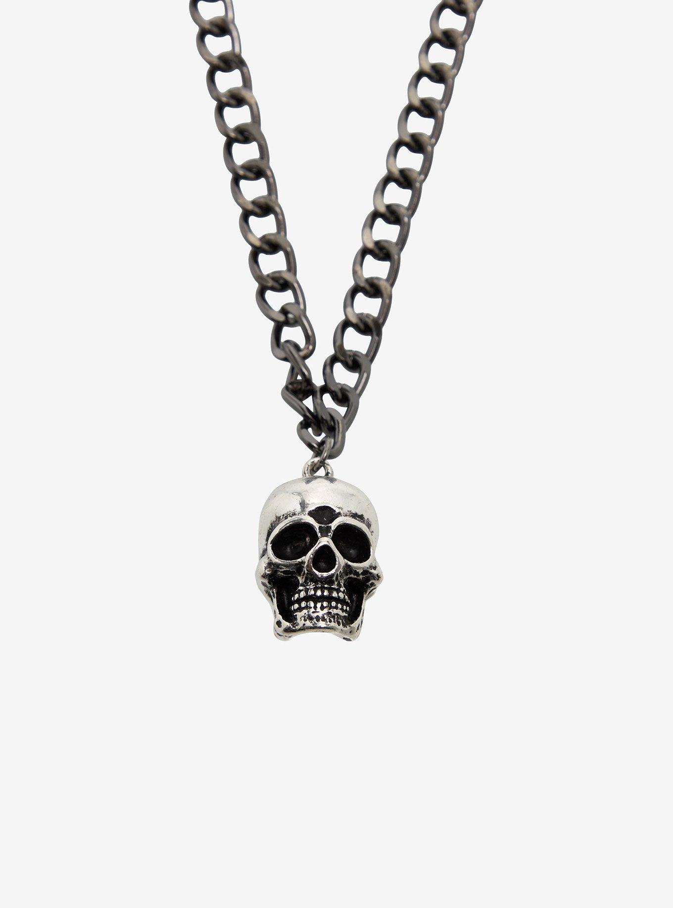 3D Skull Chunky Chain Necklace, , alternate