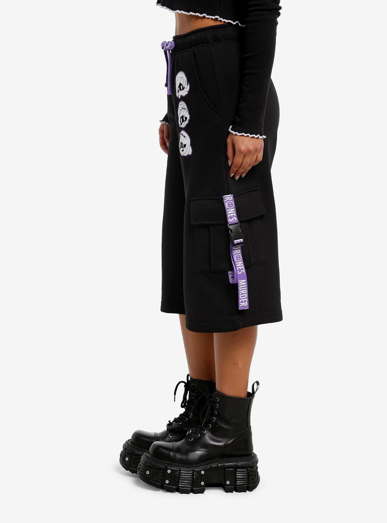 Murder Drones Black Fleece Lounge Shorts, BRIGHT PURPLE, alternate