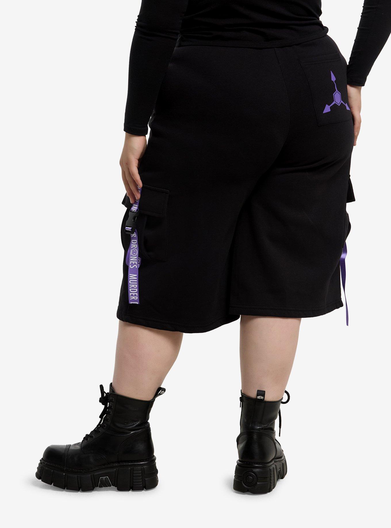 Murder Drones Black Fleece Lounge Shorts Plus Size, , hi-res