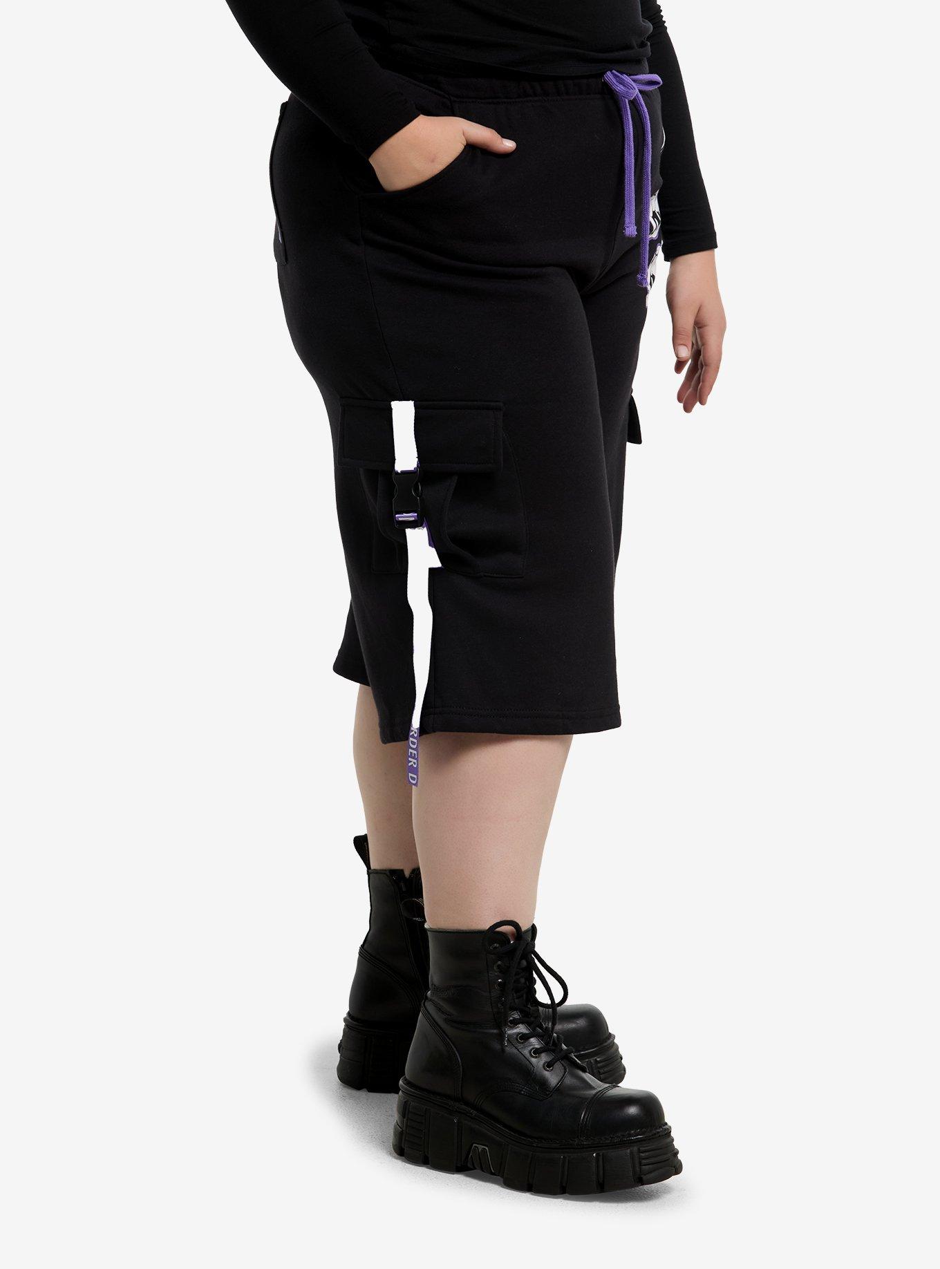 Murder Drones Black Fleece Lounge Shorts Plus Size, BRIGHT PURPLE, alternate