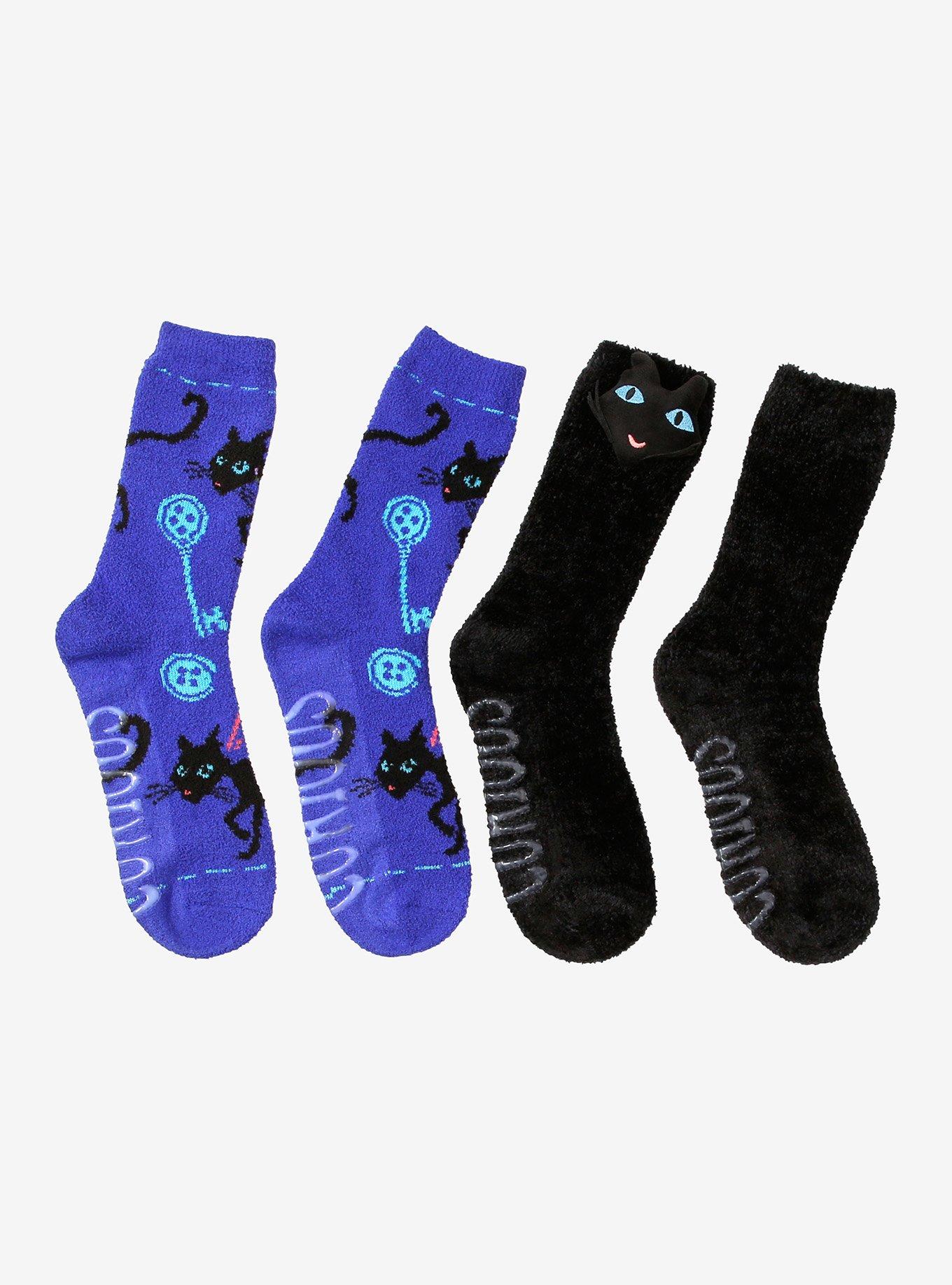 Coraline Cat Cozy Slipper Socks 2 Pair, , hi-res
