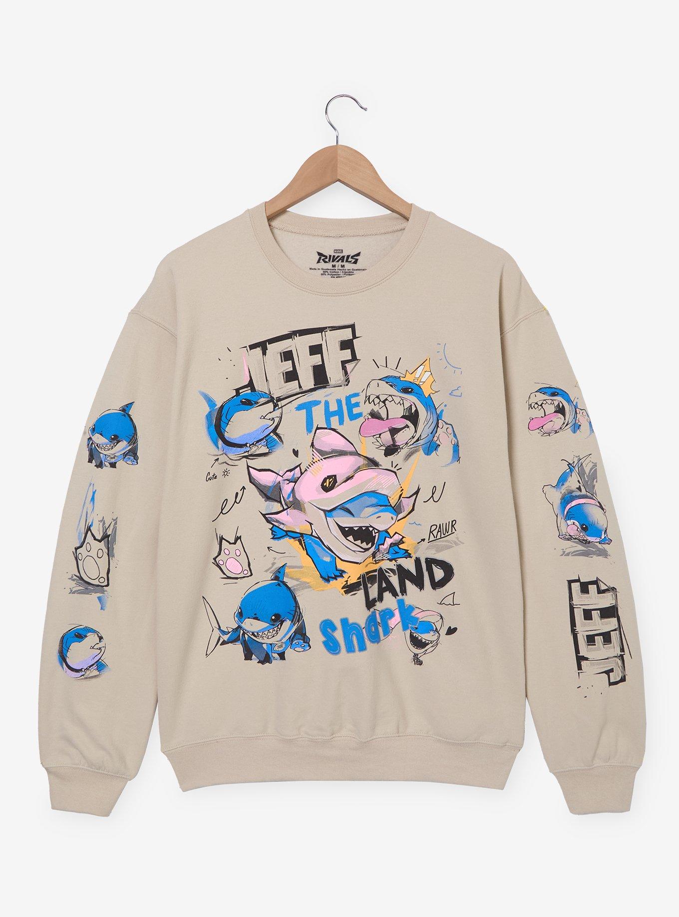 Marvel Rivals Jeff the Land Shark Doodle Portraits Women's Crewneck - BoxLunch Exclusive, , hi-res