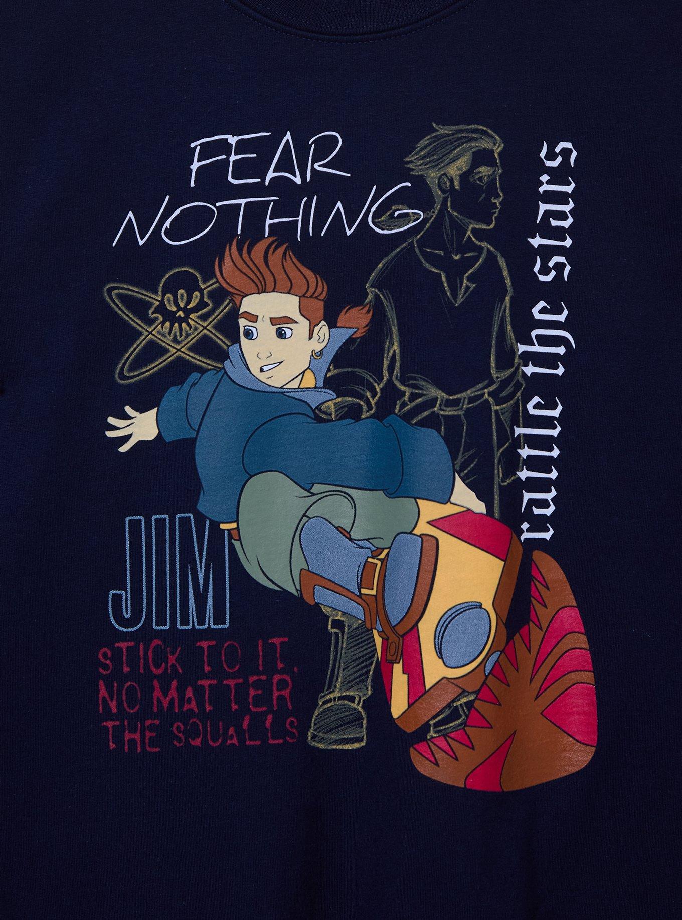 Disney Treasure Planet Jim Hawkins Doodle Women's Crewneck - BoxLunch Exclusive, NAVY, alternate