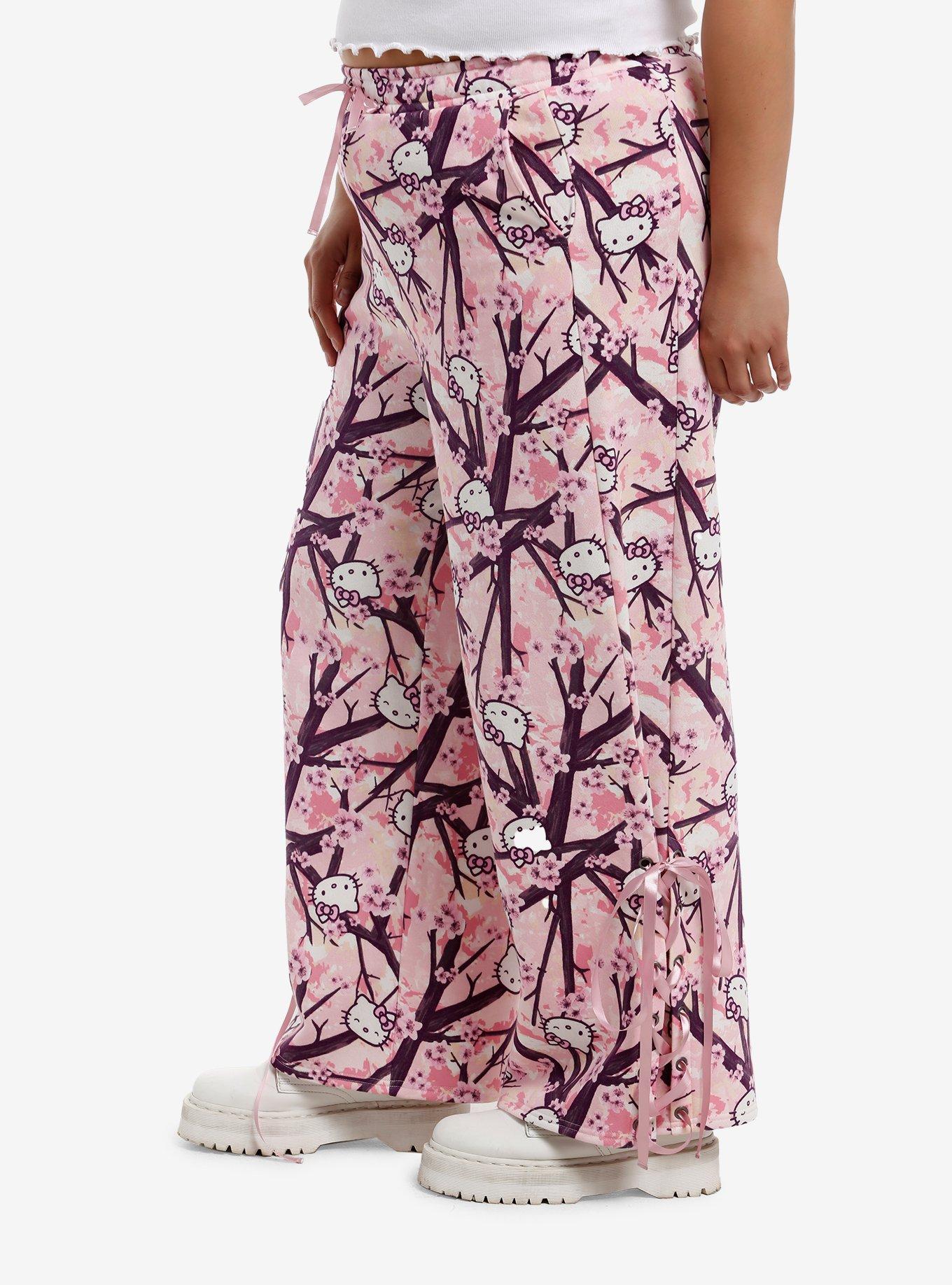 Hello Kitty Cherry Blossom Camo Girls Wide Leg Lounge Pants Plus Size, , alternate