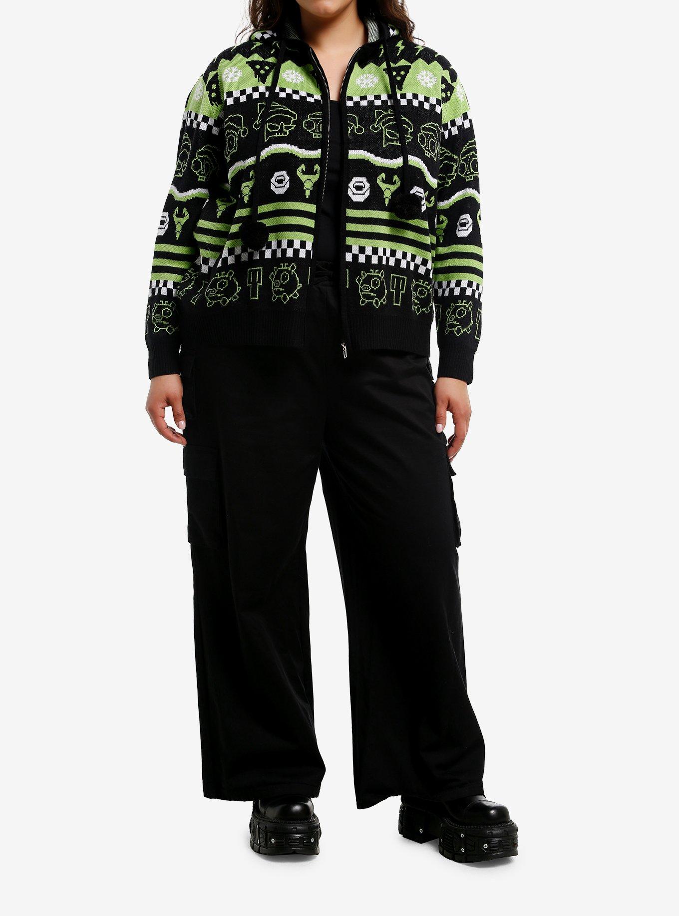 Invader Zim GIR & Zim Fair Isle Girls Hoodie Plus Size, , hi-res