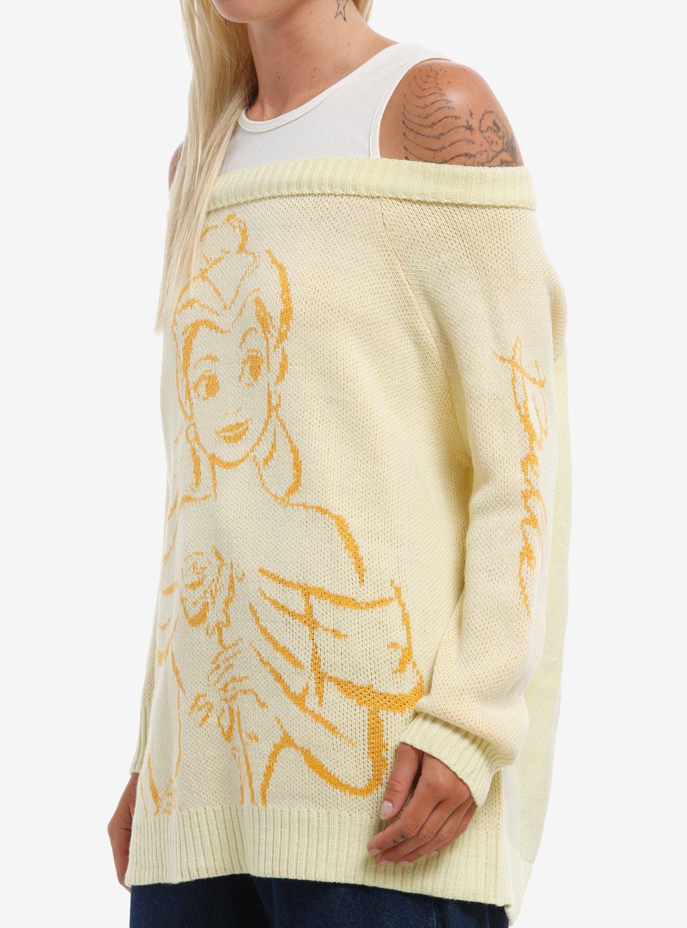 Her Universe Disney Beauty And The Beast Belle Cold-Shoulder Sweater, PALE YELLOW, alternate - view 4