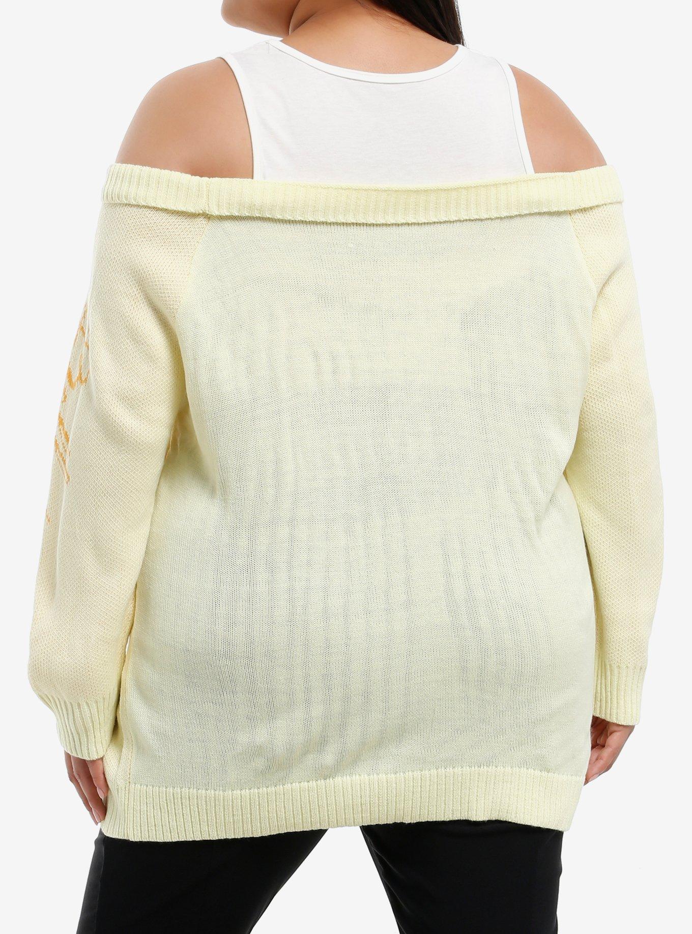 Disney Beauty And The Beast Belle Cold-Shoulder Sweater Plus Size, PALE YELLOW, alternate - view 3