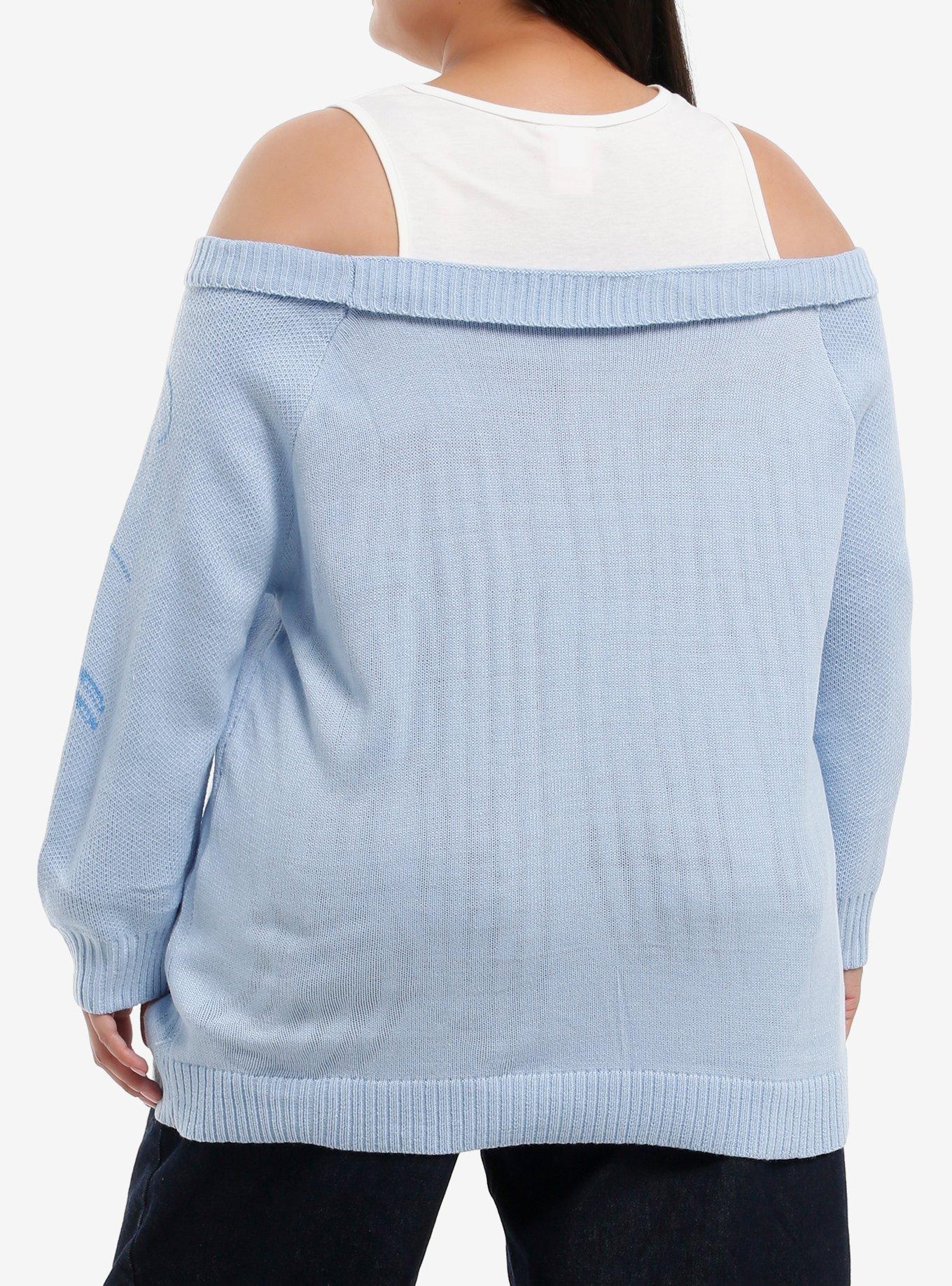 Disney Cinderella Cold-Shoulder Sweater Plus Size, BABY BLUE, alternate