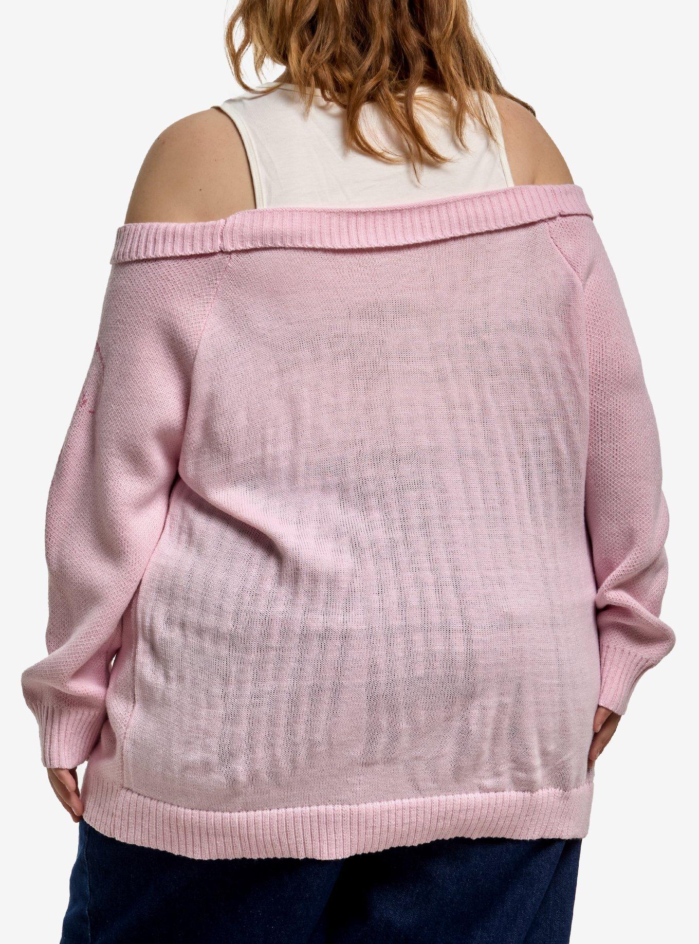 Her Universe Disney Sleeping Beauty Aurora Cold-Shoulder Sweater Plus Size, LIGHT PINK, alternate - view 3