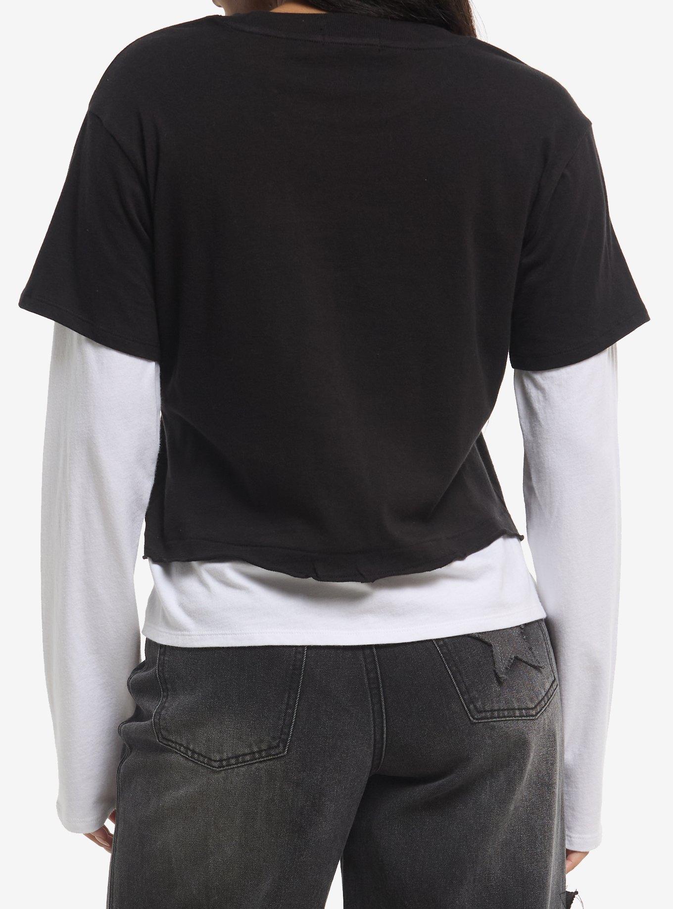 Social Collision Winged Skull & Cross Girls Twofer Long-Sleeve T-Shirt, , alternate