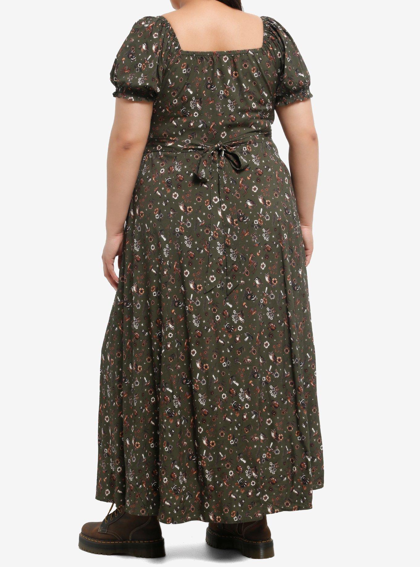 Thorn & Fable Woodland Creature Floral Maxi Dress Plus Size, MULTI, alternate