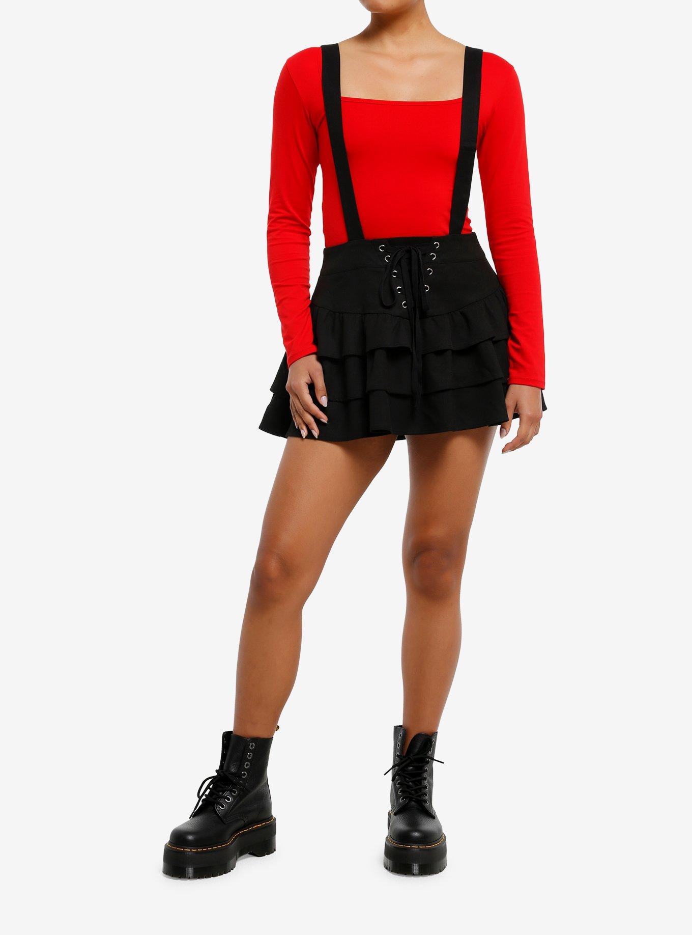 Thorn & Fable Black Tiered Skirtall, , hi-res