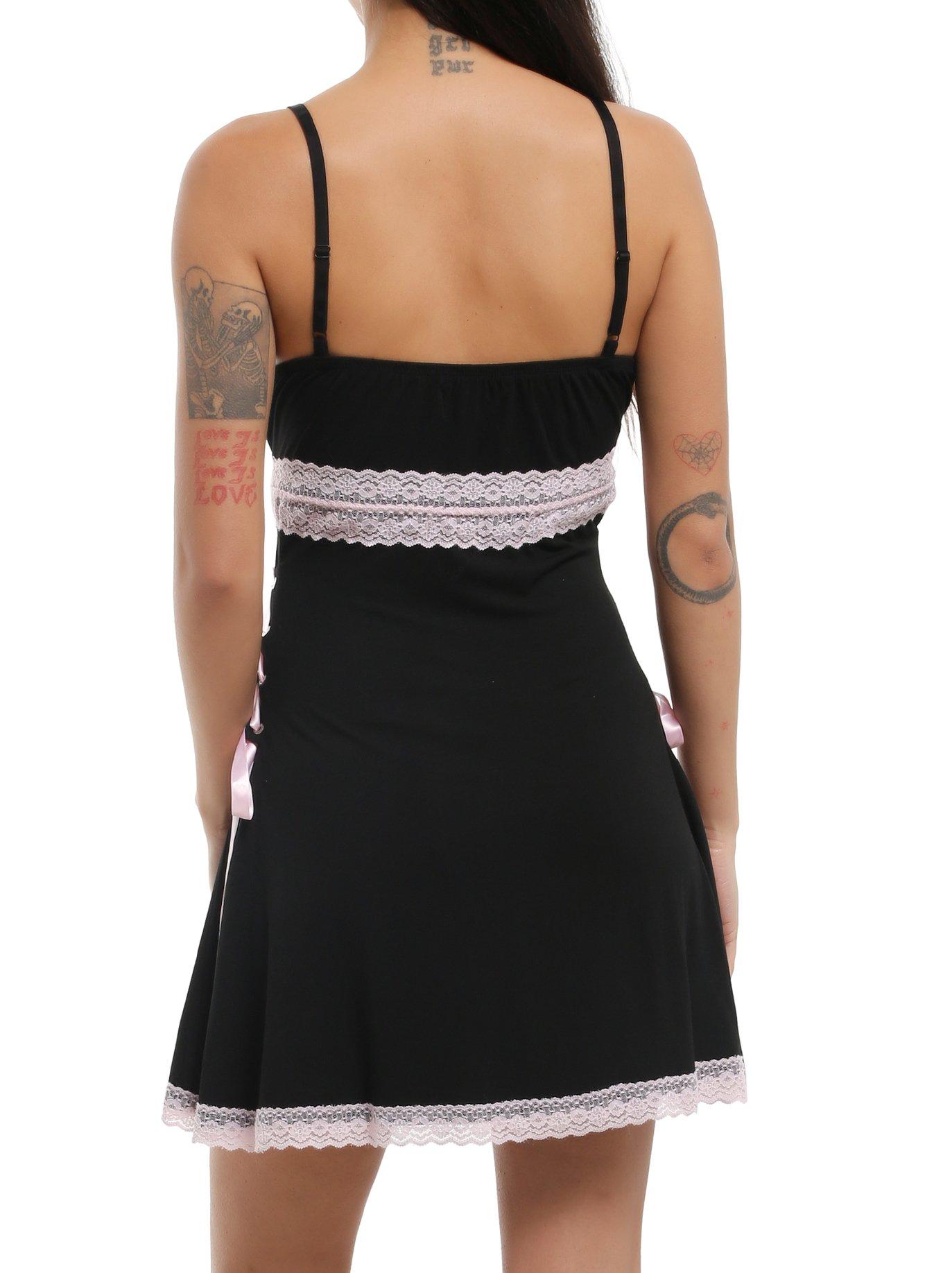 Sweet Society Black & Pink Lace Cami Dress, PINK, alternate