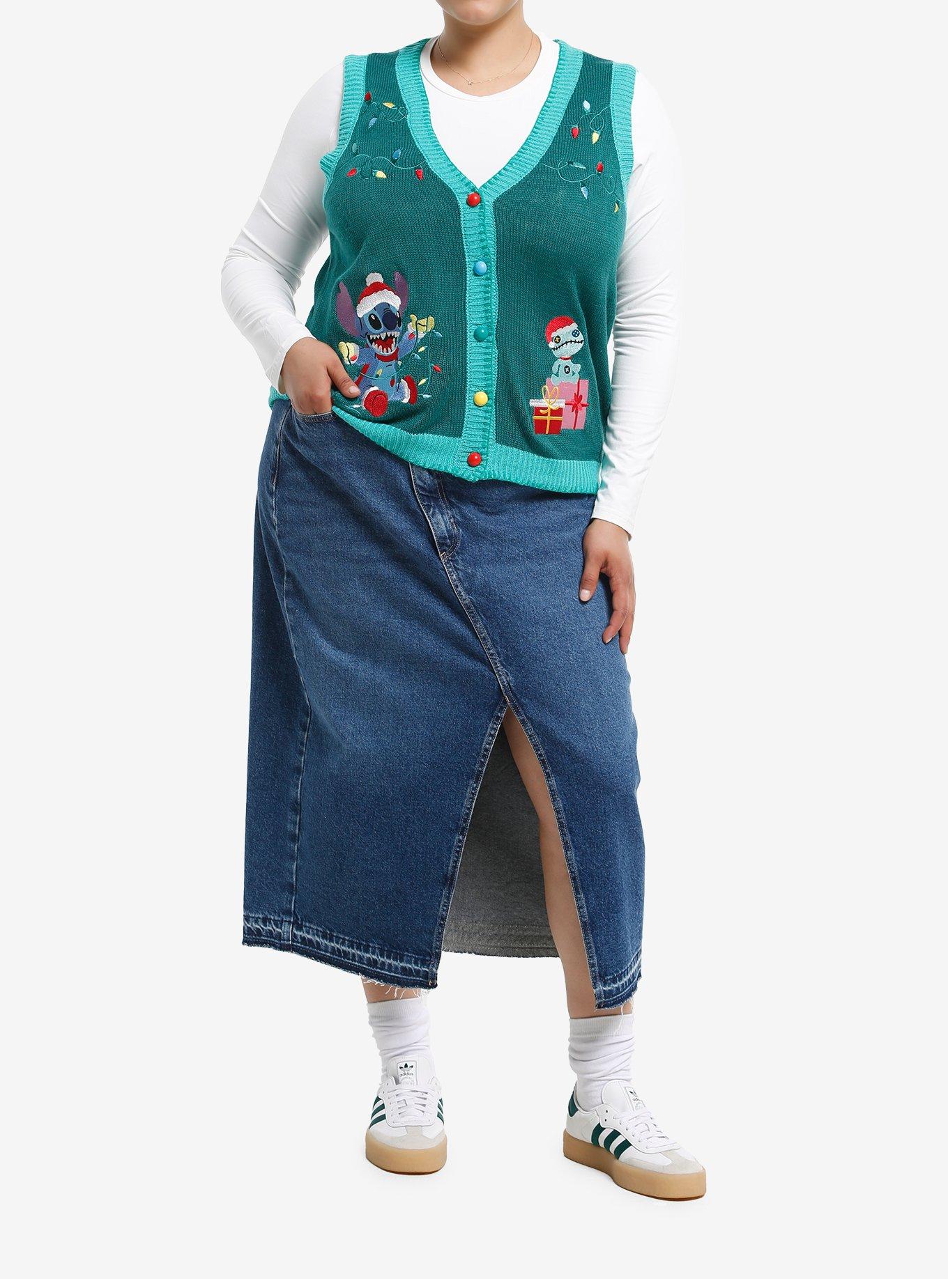 Disney Stitch Holiday Sweater Vest Plus Size, , hi-res