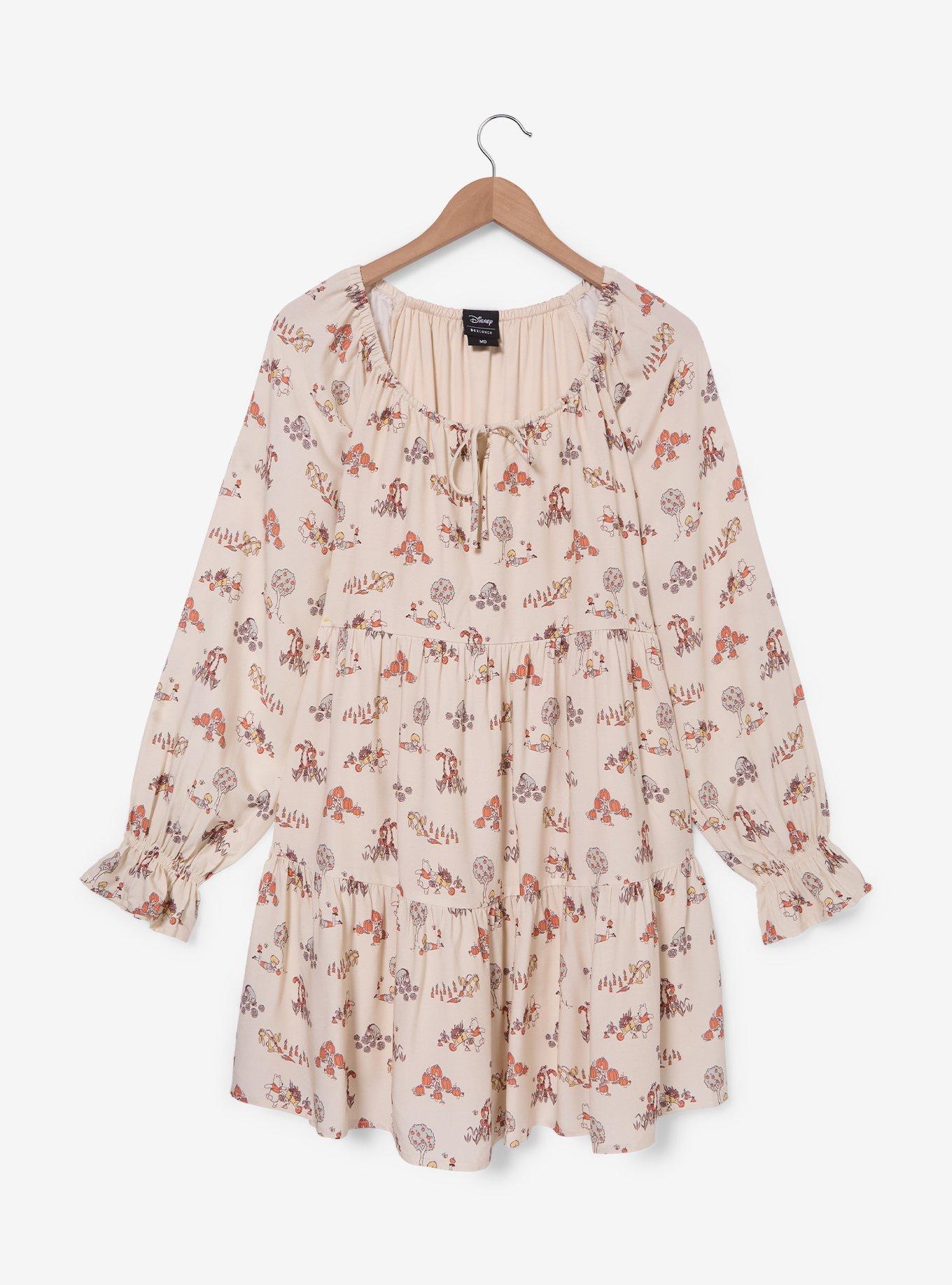 Disney Winnie The Pooh Veggie Garden Allover Print Long Sleeve Dress, , hi-res