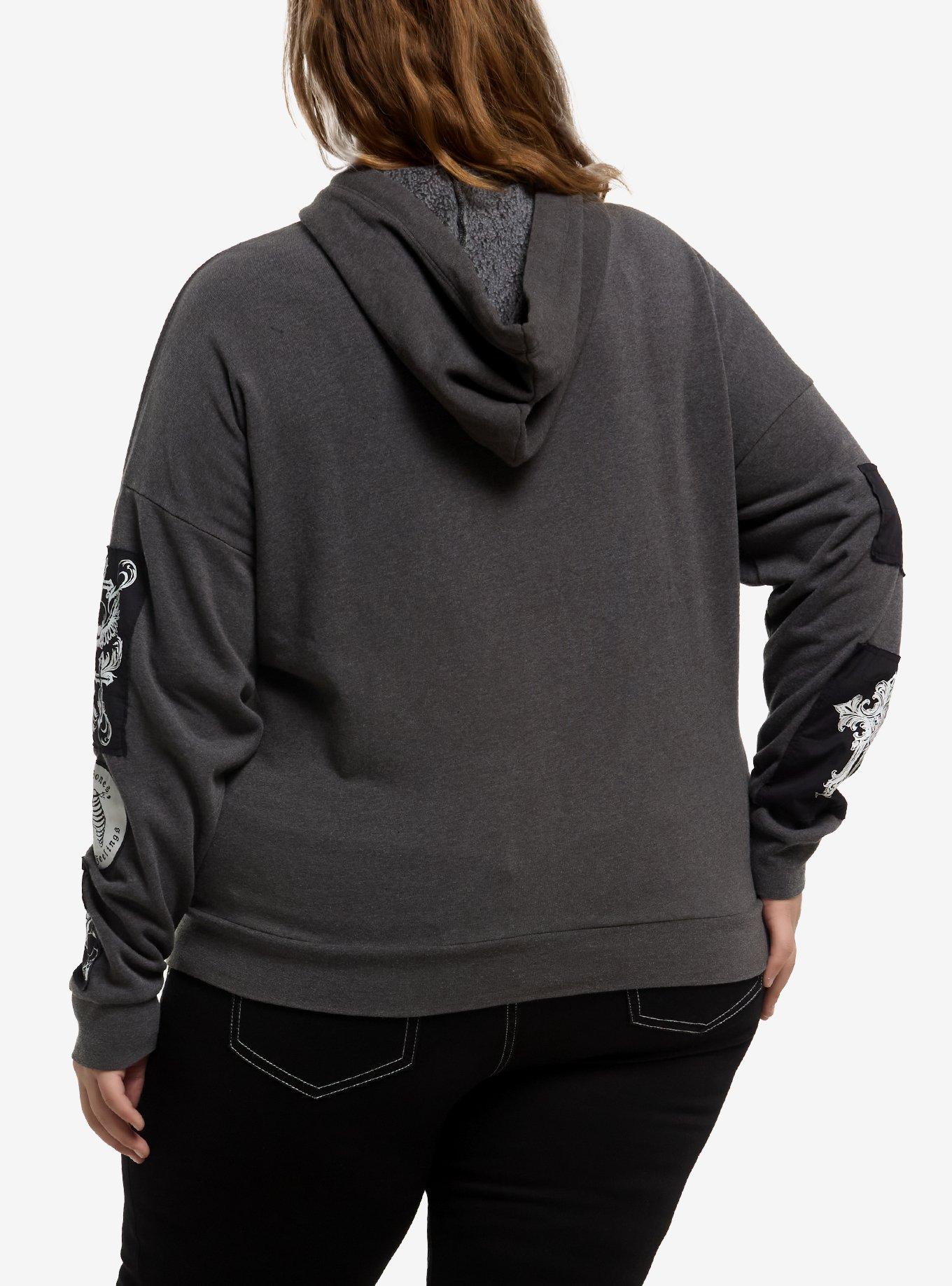 Skulls & Patches Girls Hoodie Plus Size, BLACK, alternate